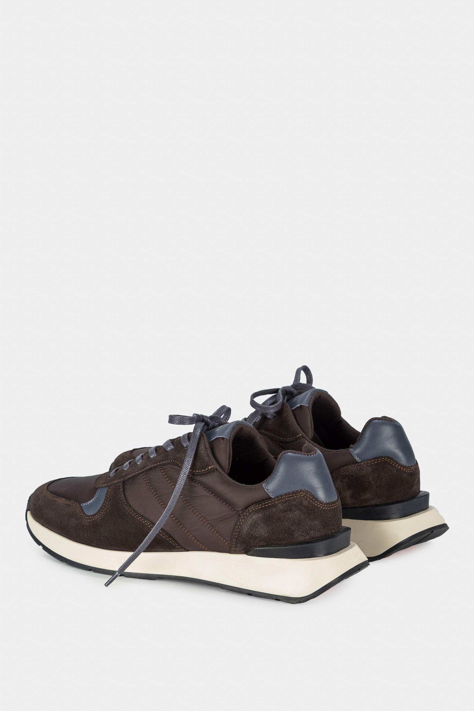 Vélez Zapatillas Oporto De Cuero por Lona Para Hombre Café-2