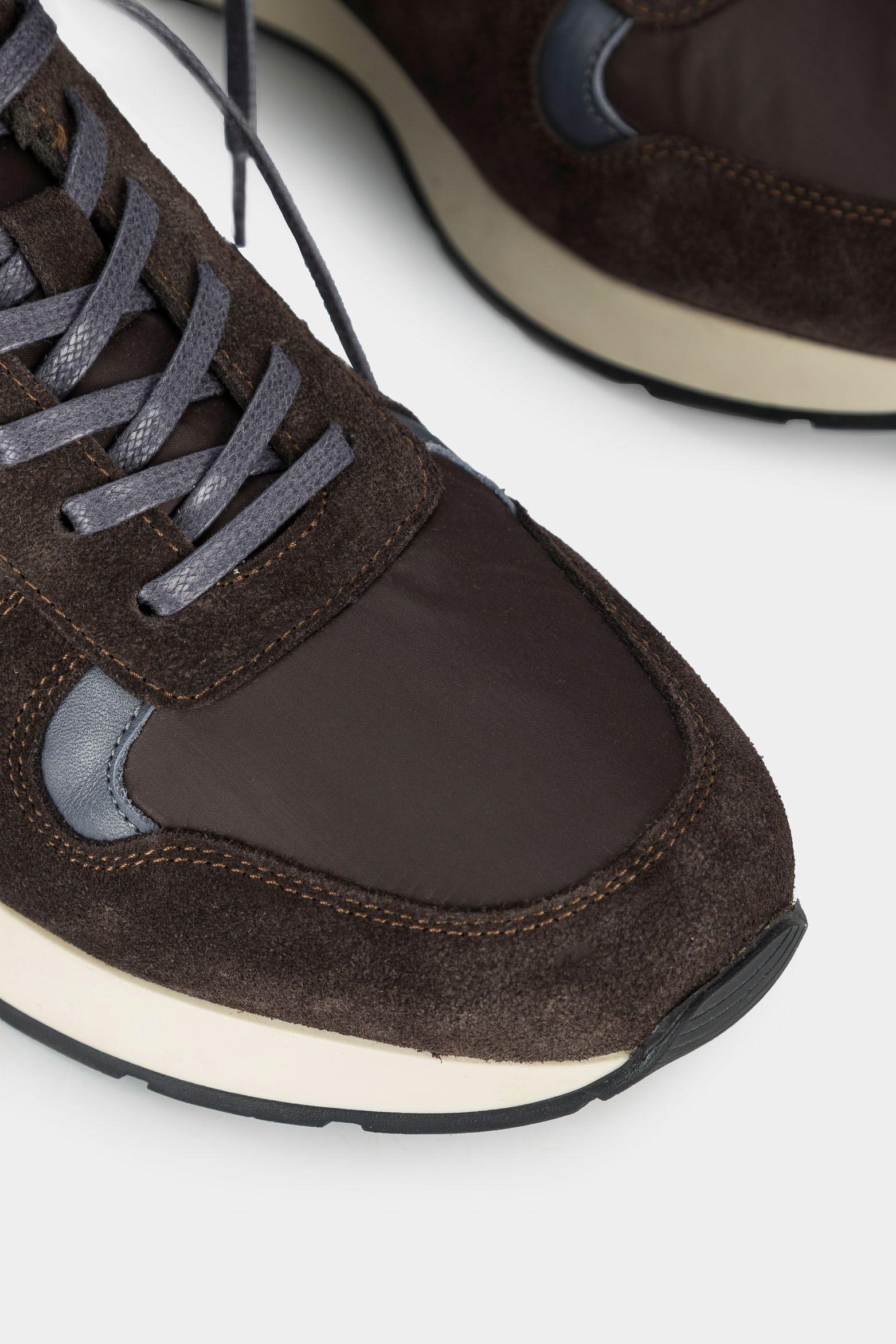 Vélez Zapatillas Oporto De Cuero por Lona Para Hombre Café-3