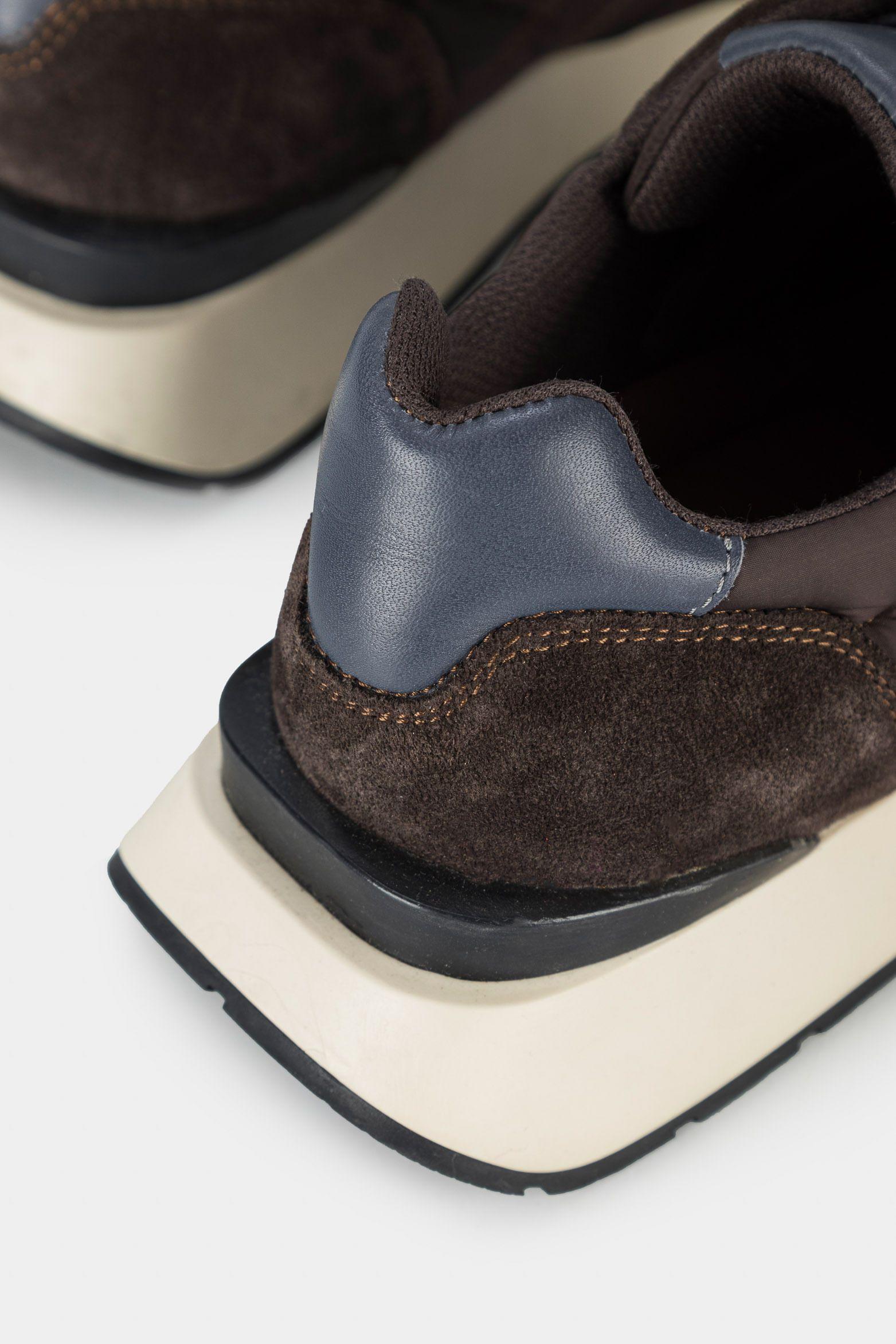 Vélez Zapatillas Oporto De Cuero por Lona Para Hombre Café-4