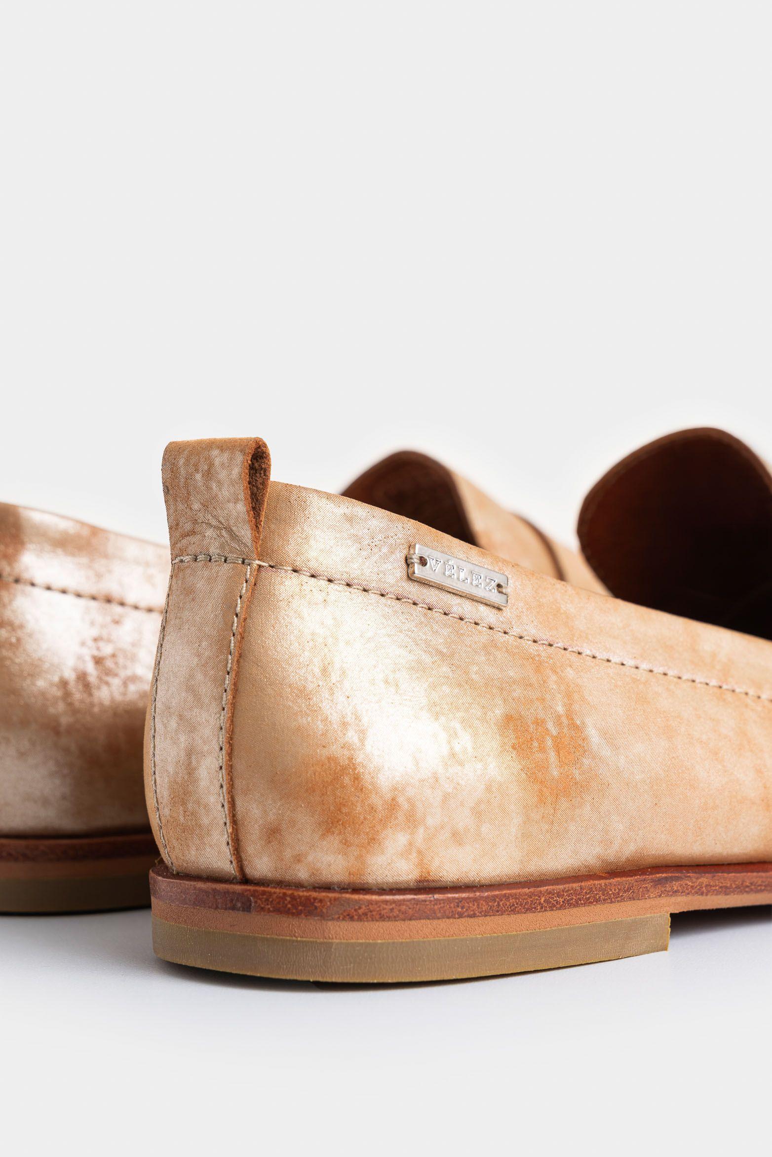 Vélez Mocasín Alisa Cuero Folia Mujer talle Millaré Dorado-4