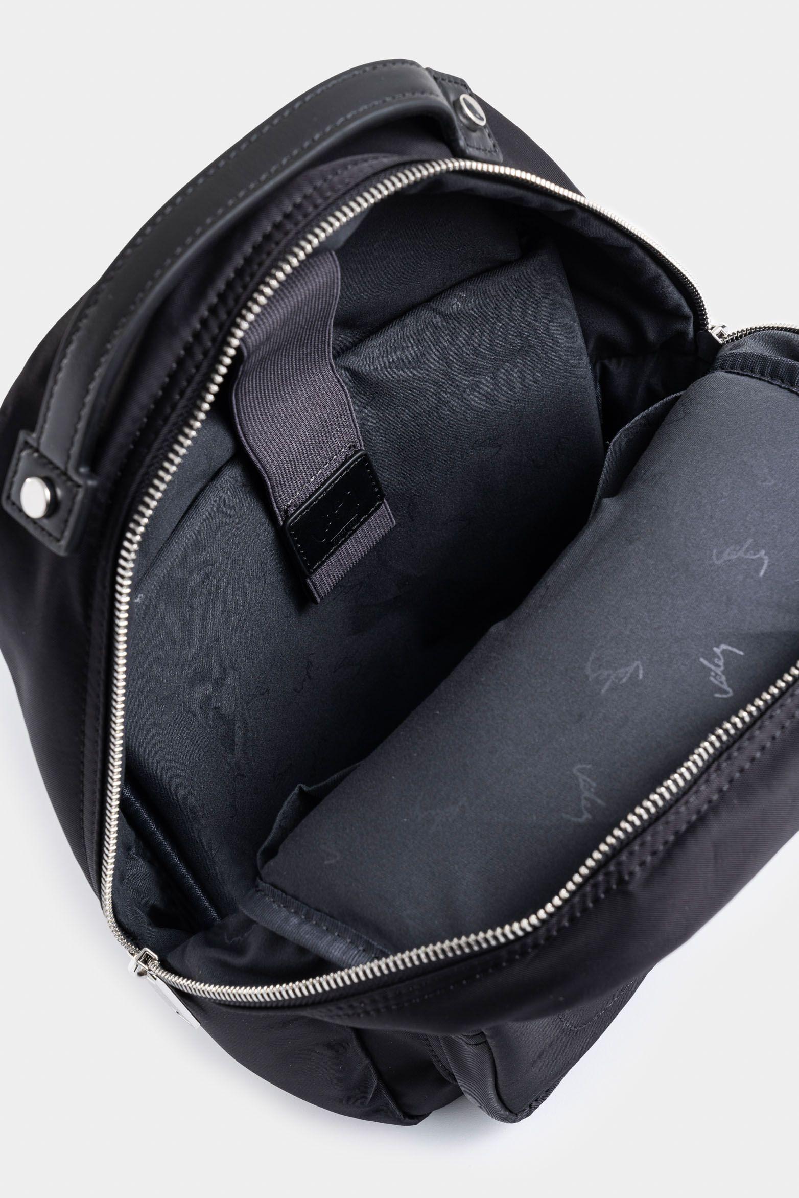 Vélez Mochila Púrpura De Lona Para Mujer Manija Cuero Negro-4