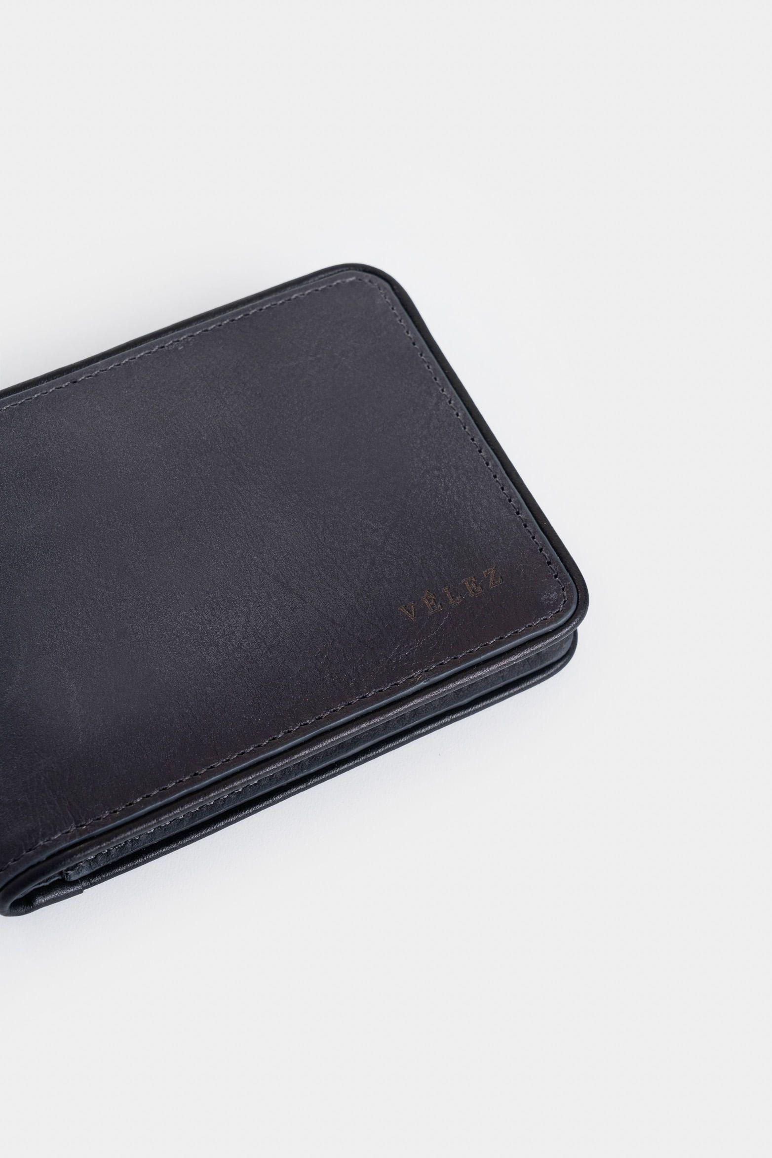 Vélez Billetera Pegasus Cuero Para Hombre Detalle Gris-3