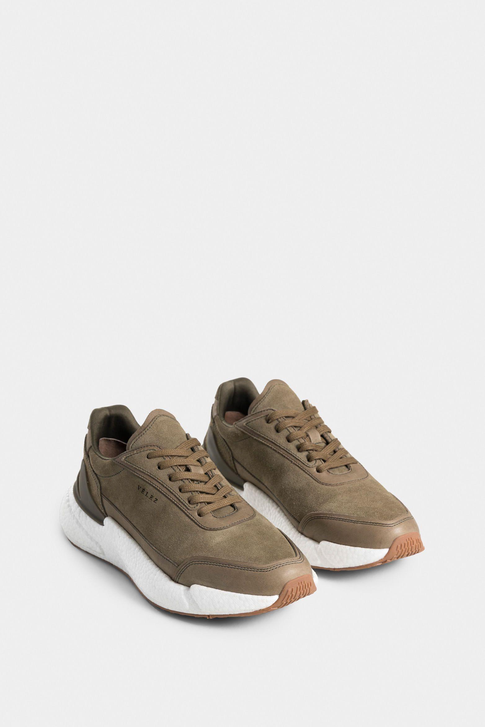 Vélez Zapatillas Bolet 2 Cuero Y Gamuza Hombre Verde Oliva-1