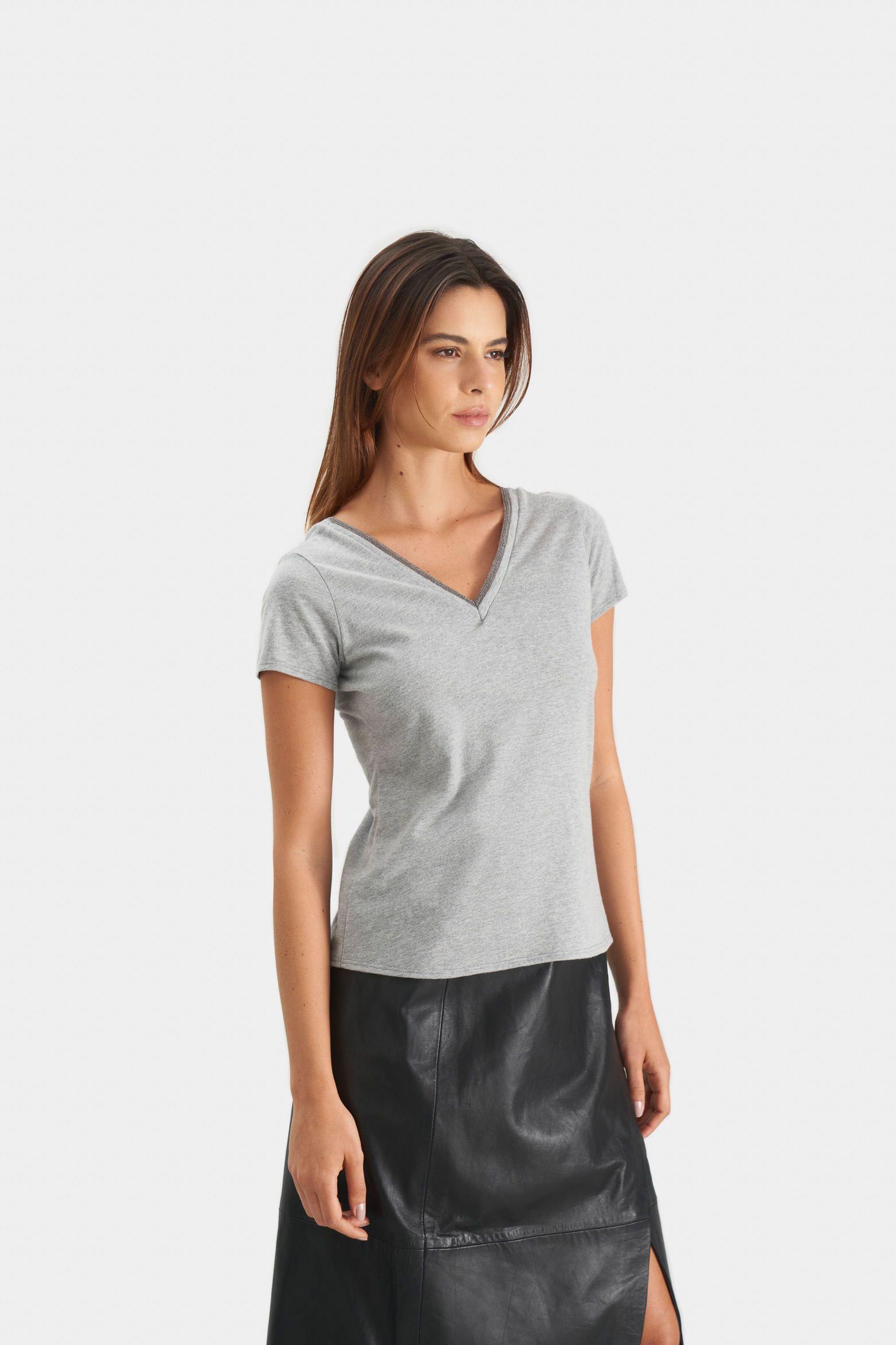 Vélez Polera Básica  Mujer Millaré Metálico Decorativo Gris-2