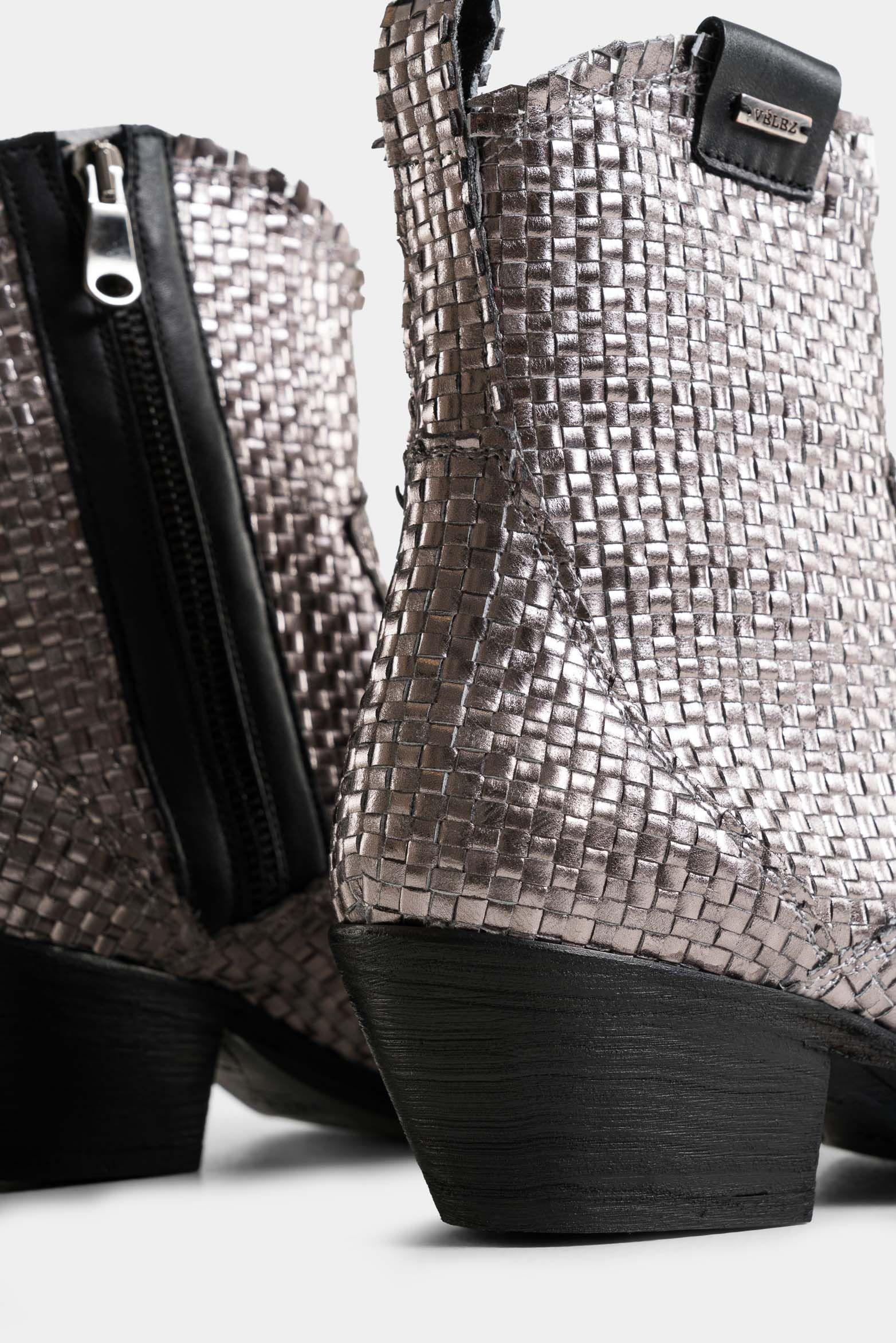 Vélez Botines Uyuni Cuero Para Mujer Capellada Tejida Plata-4