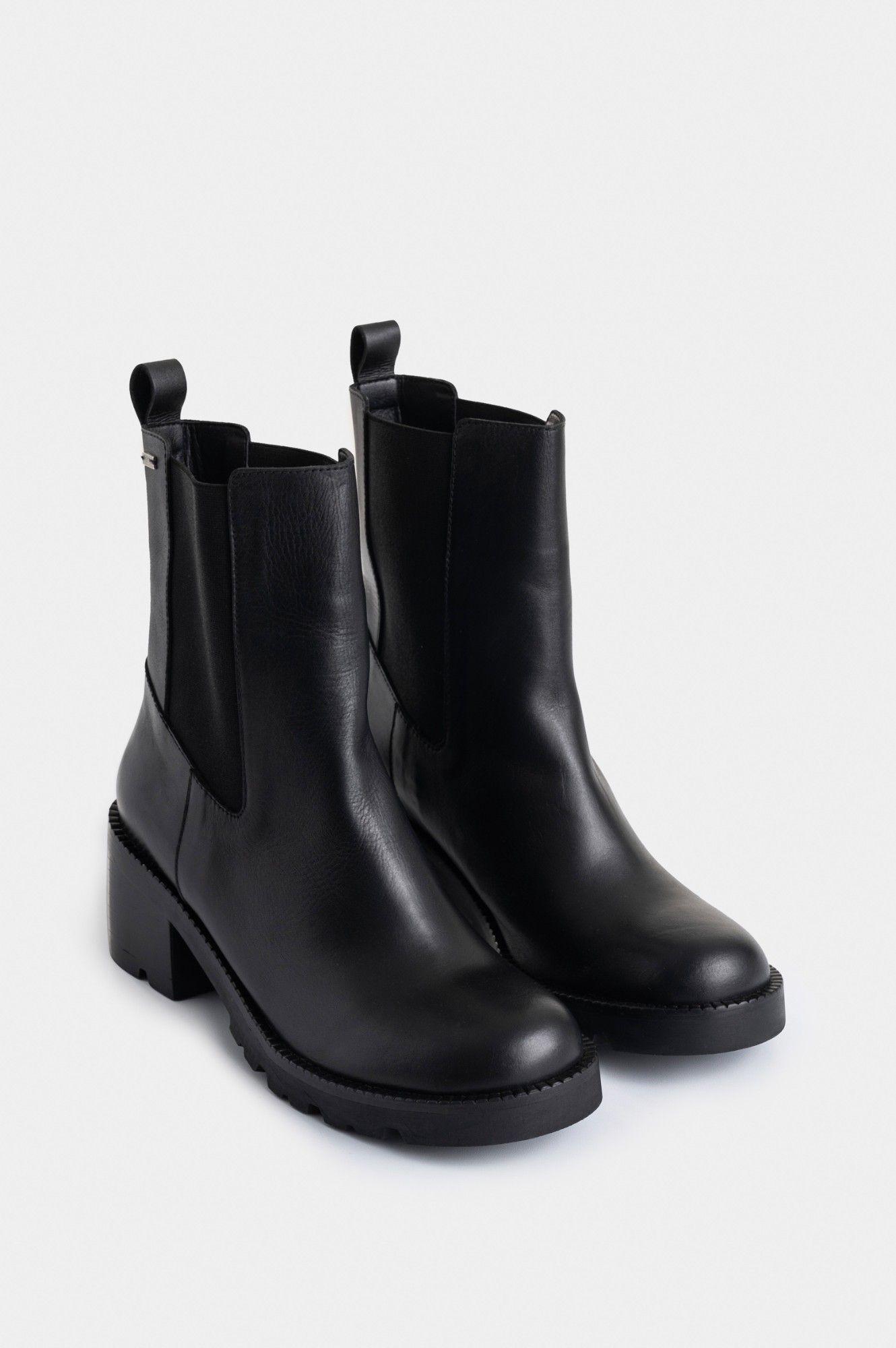 Vélez Botines Maia De Cuero  Mujer Silueta Chelsea Negro-3