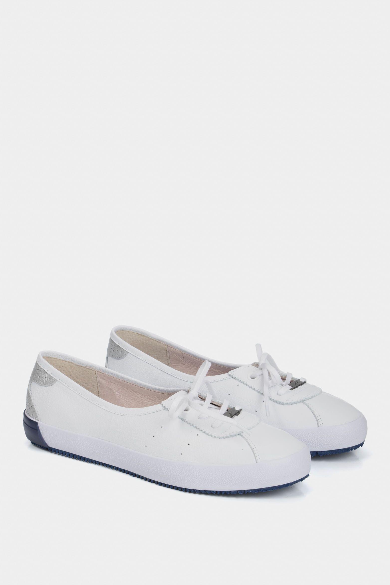 Vélez Tenis Planos Atenas De Cuero Para Mujer Casual Blanco-1