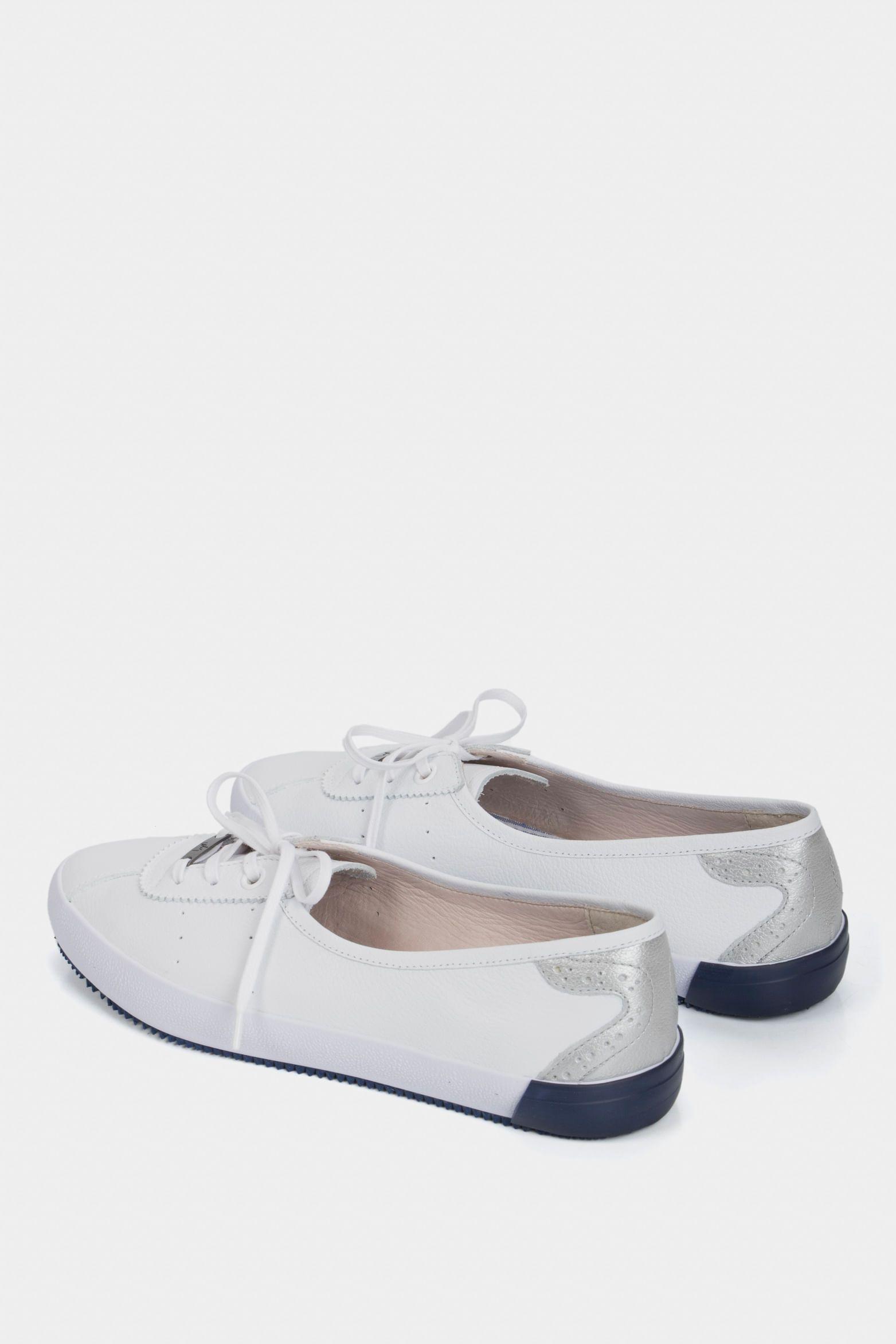 Vélez Tenis Planos Atenas De Cuero Para Mujer Casual Blanco-2