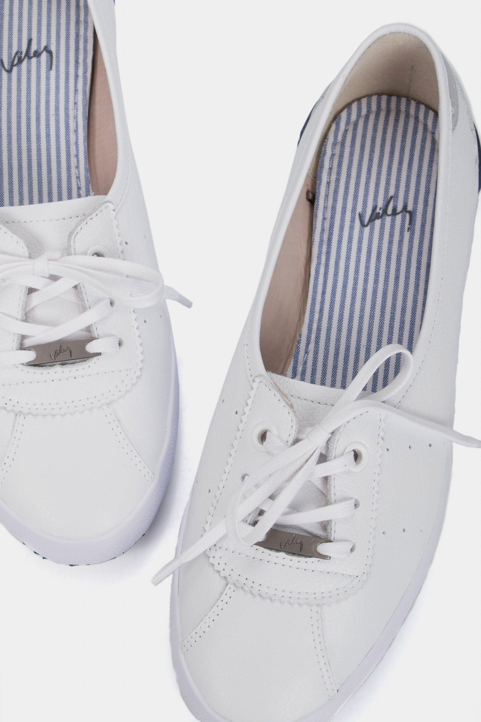 Vélez Tenis Planos Atenas De Cuero Para Mujer Casual Blanco-3