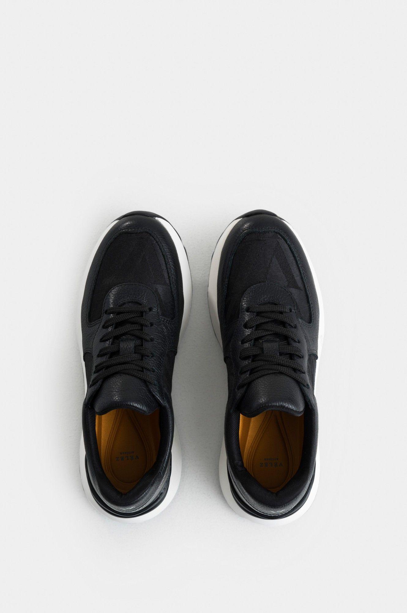 Vélez Zapatillas Jacinto Cuero Y Lona Mujer Monogram Negro-2