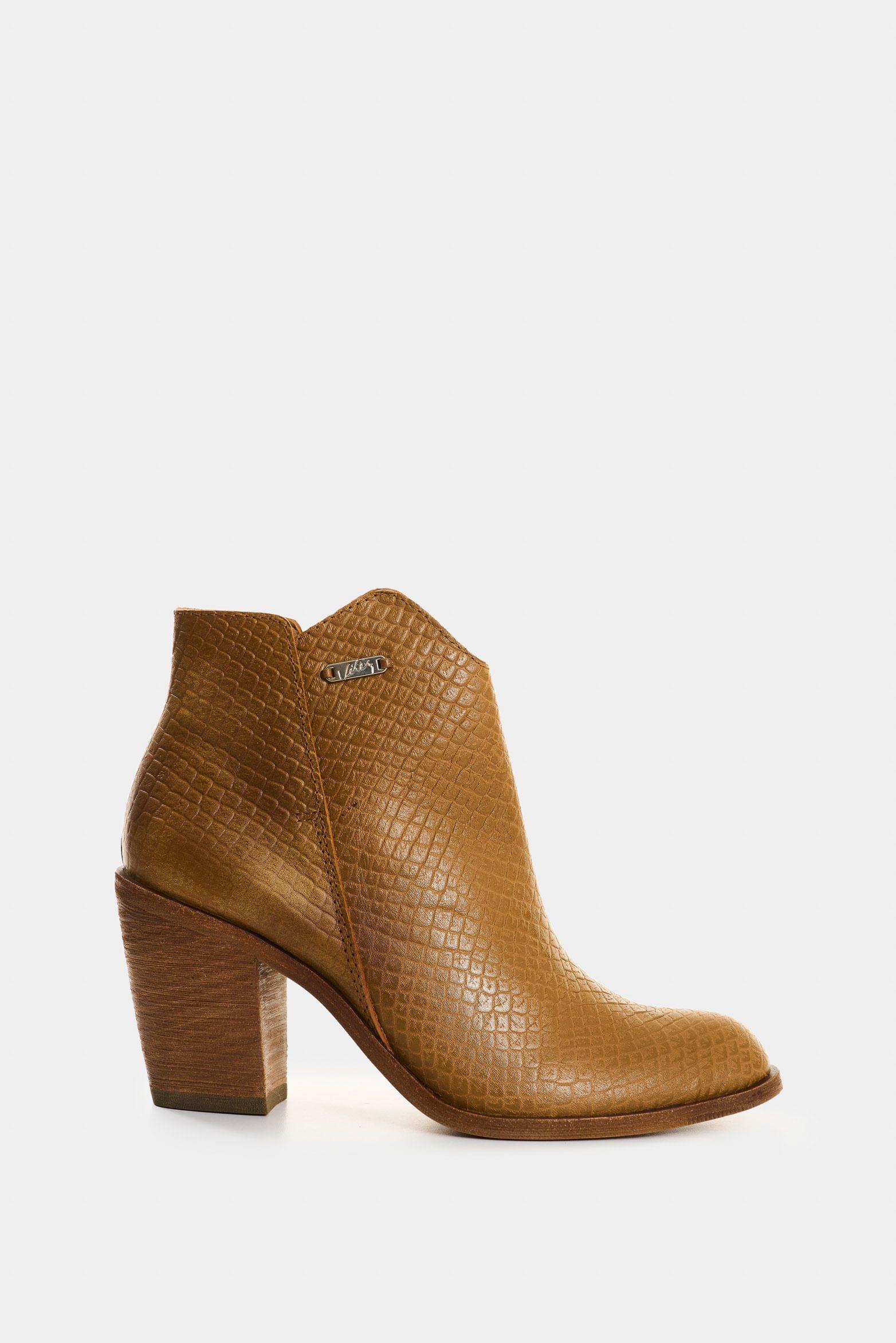 Vélez Botines De Cuero Grabado Para Mujer Alpha Miel-0