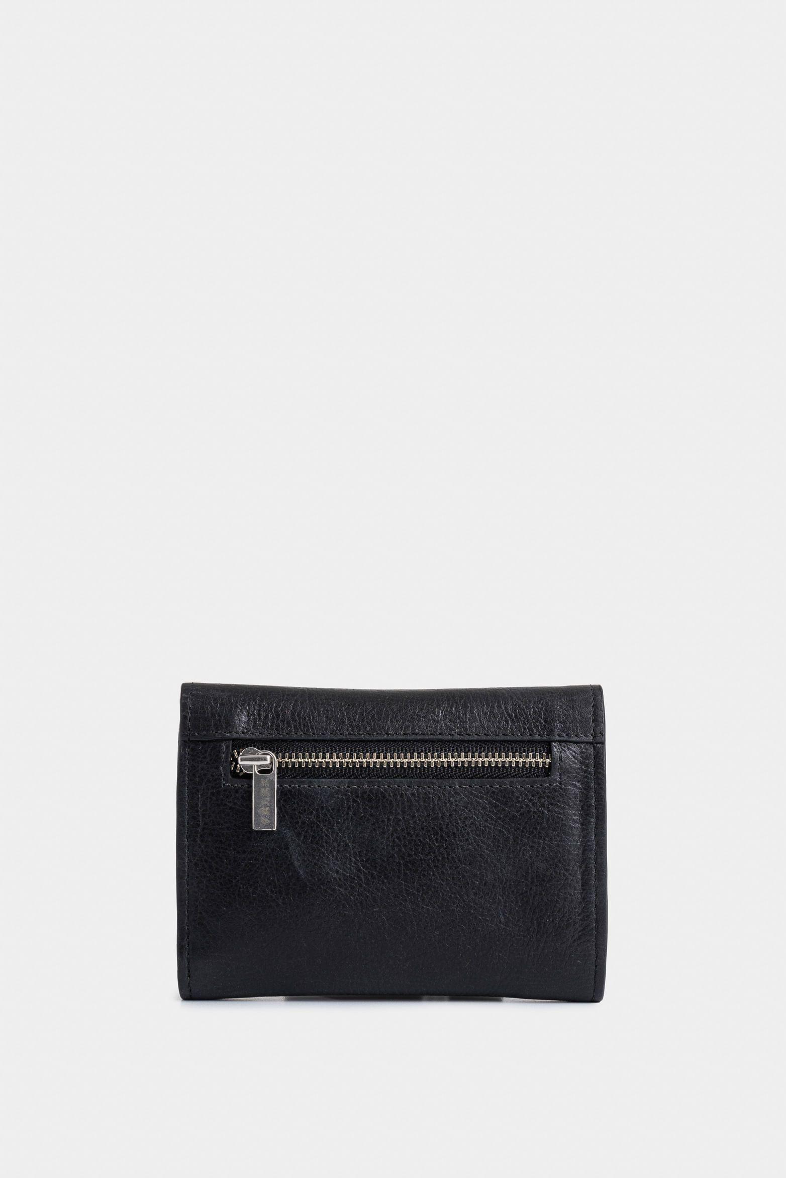 Vélez Billetera Taupe De Cuero Para Mujer Con Monedero Negro-2