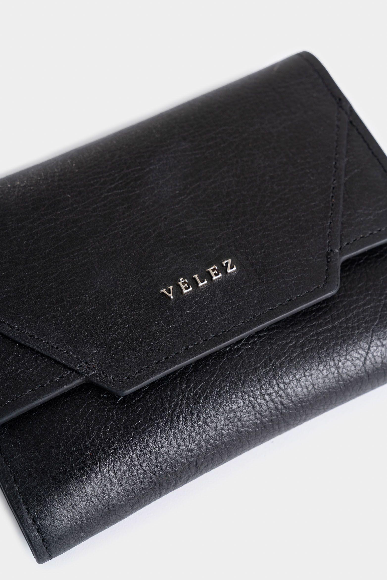 Vélez Billetera Taupe De Cuero Para Mujer Con Monedero Negro-3