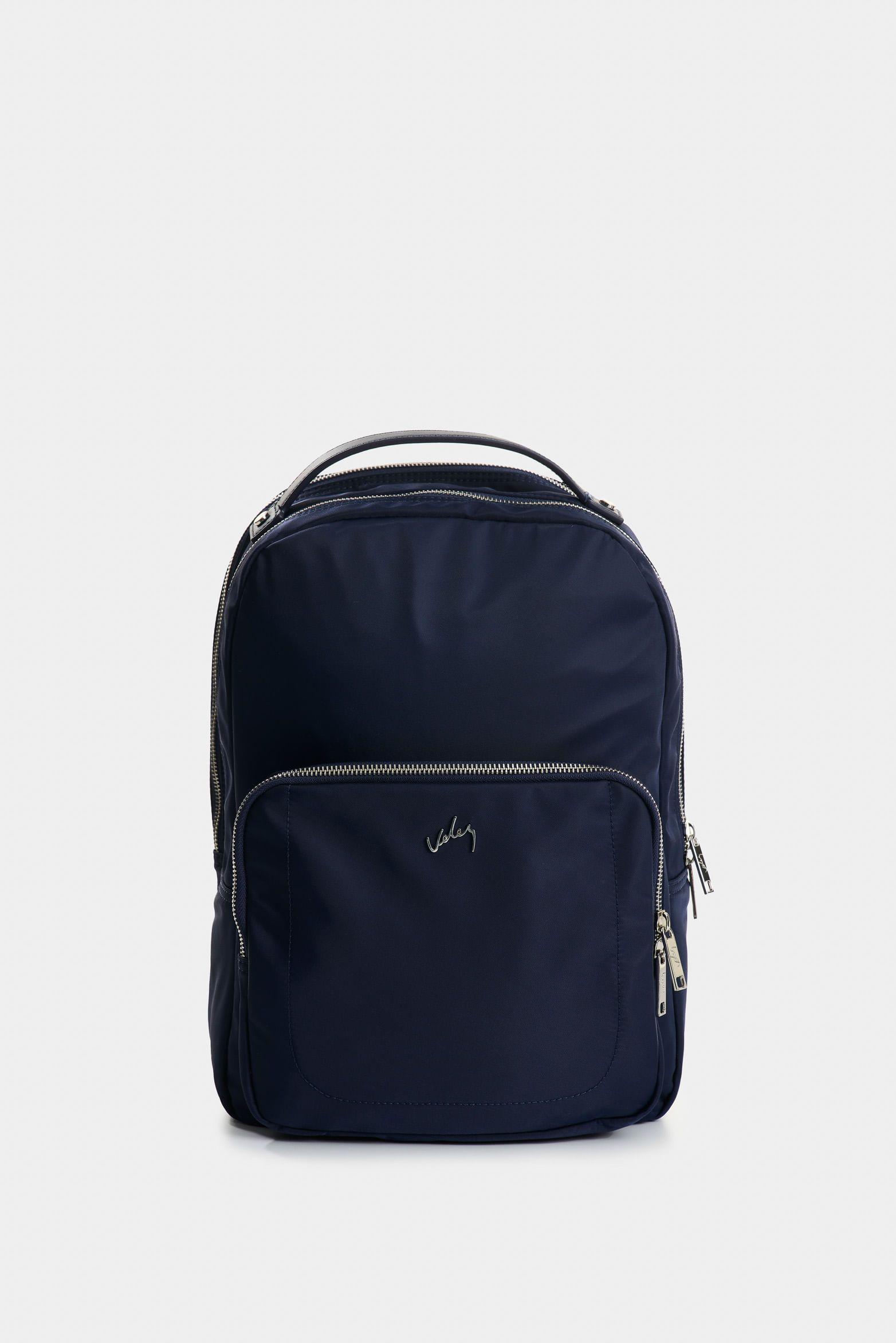 Vélez Mochila Púrpura De Lona Para Mujer Manija Cuero Azul-0