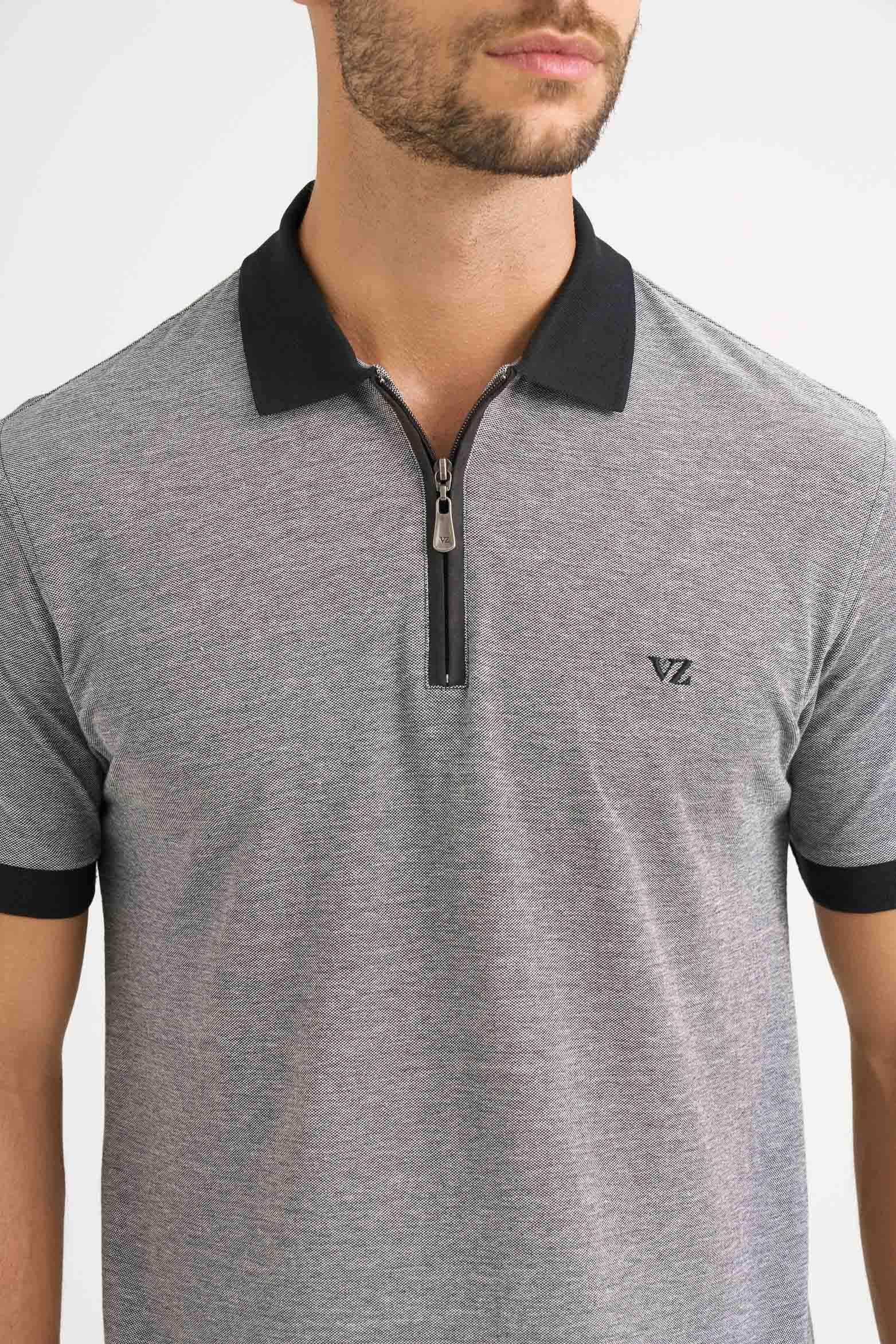 Vélez Polera Cuello Casual Algodón Hombre Cremallera Negro-4