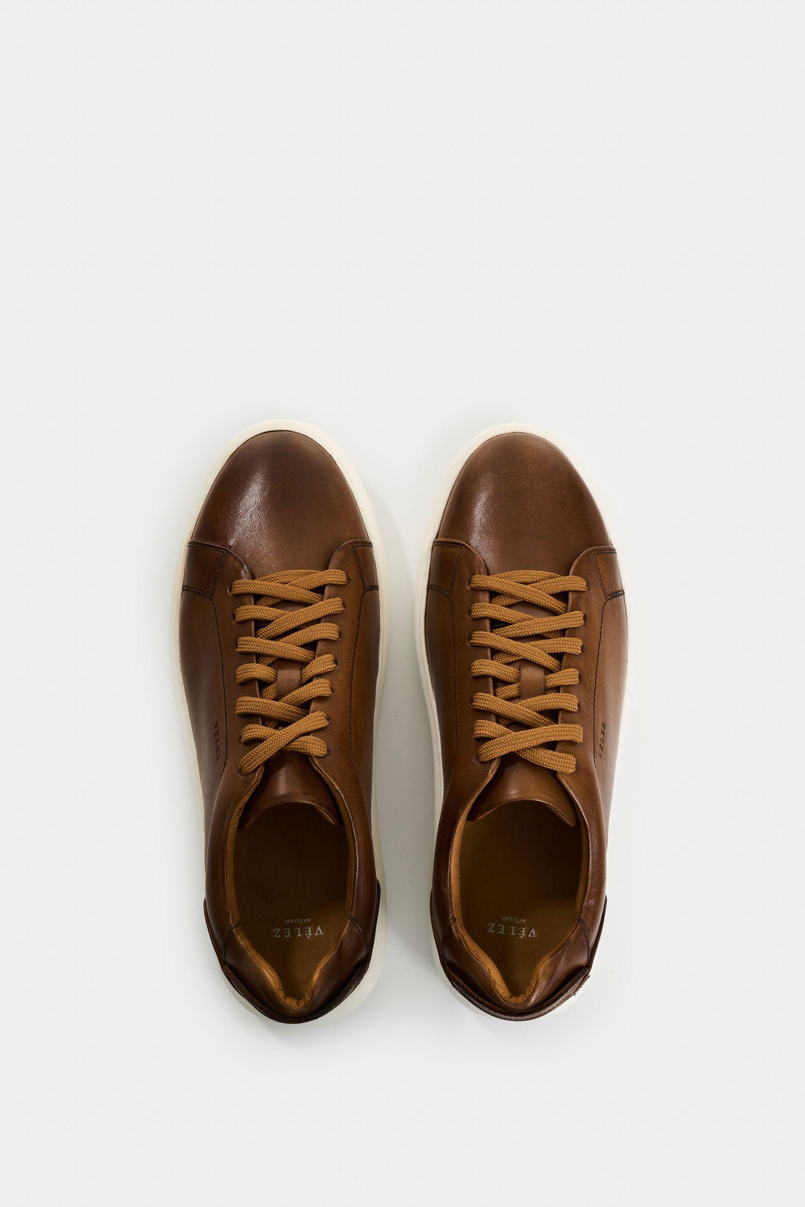 Vélez Zapatilla Tenis Cabernet Cuero Hombre Acabado Abatanado Miel-3