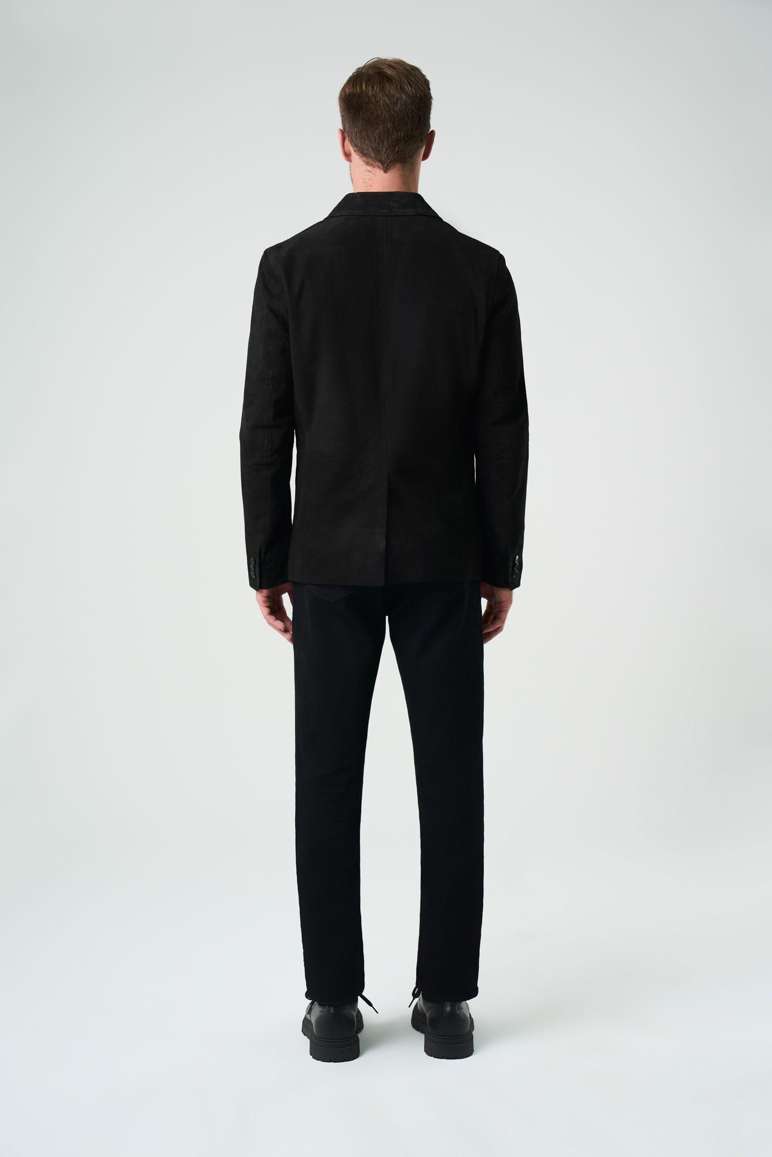Vélez Blazer Niger De Gamuza Hombre Fit Semi Ajustado Negro-3