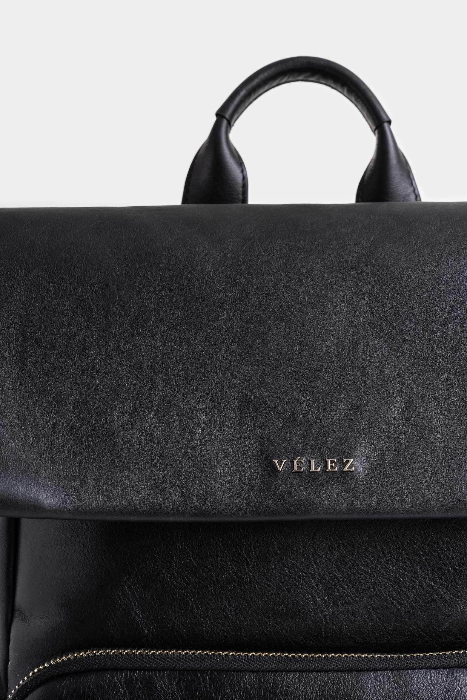 Morral Zermat de cuero para mujer perlado Negro-3