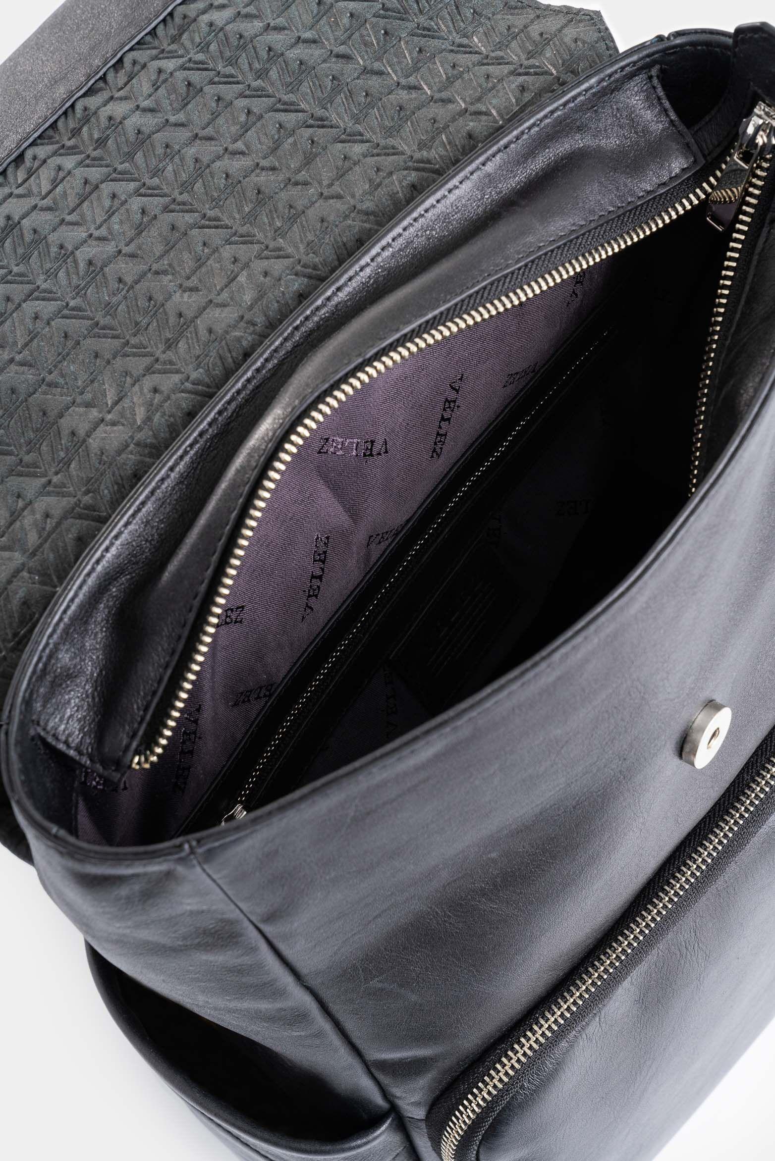 Morral Zermat de cuero para mujer perlado Negro-4