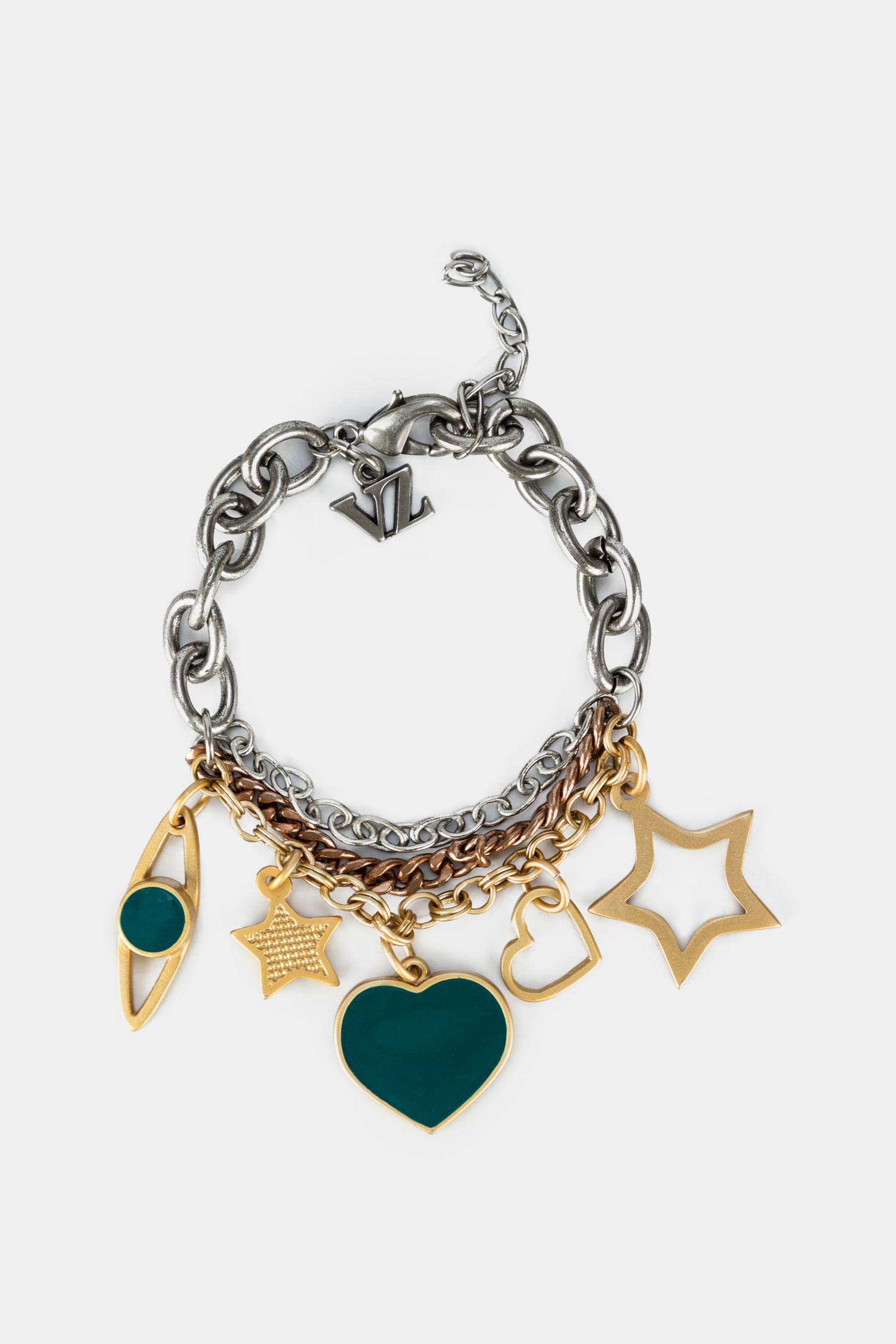 Pulsera para mujer en cadena dijes coloridos Oro Mate-0