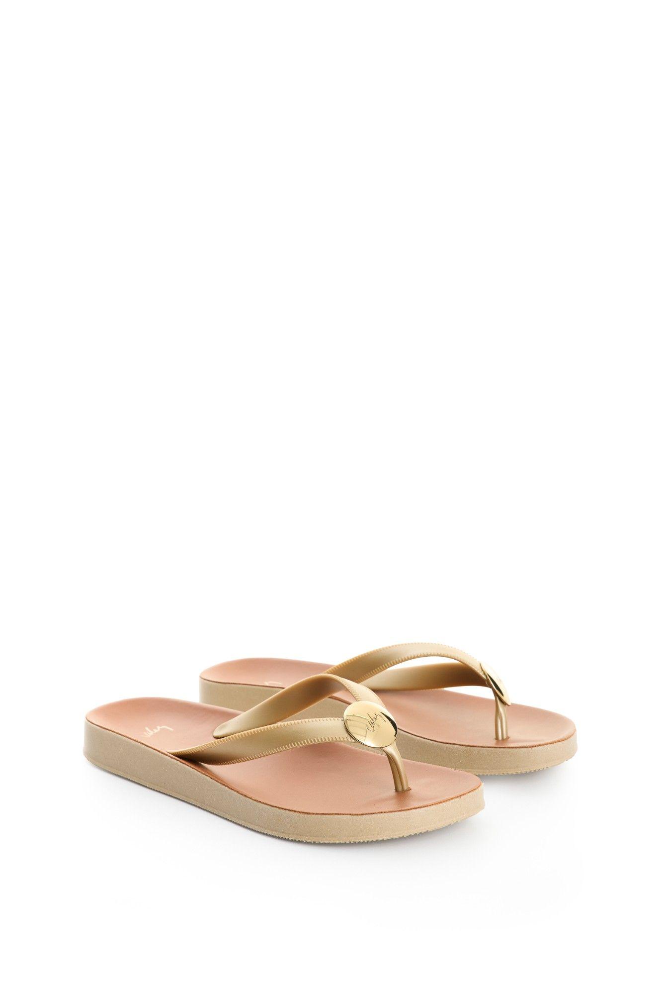 Vélez Sandalia Tres Puntadas Para Mujer Jamaica 2 Dorado-1