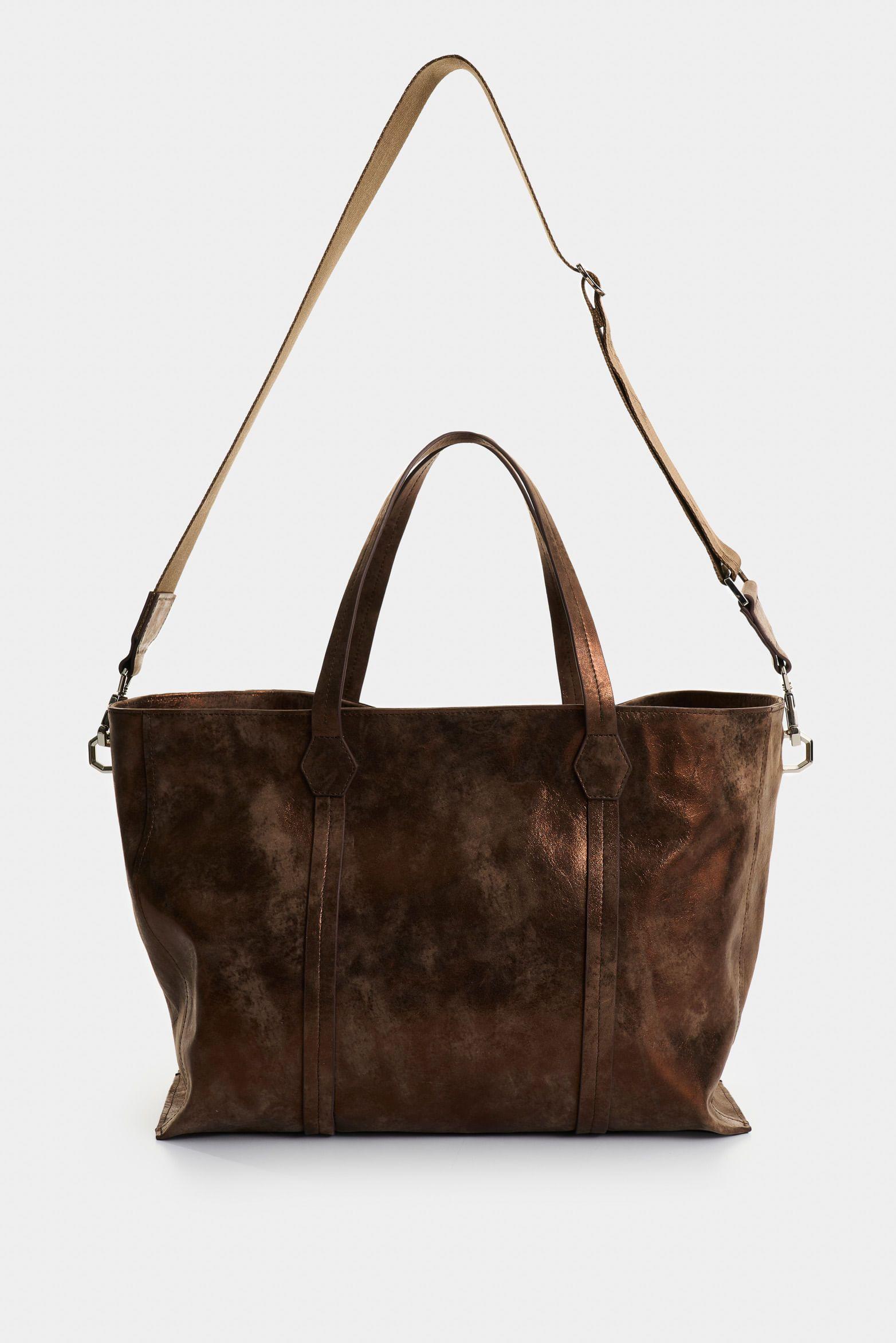 Vélez Shopping Dalia Cuero Mujer Detalle Hexagonal Bronce-2