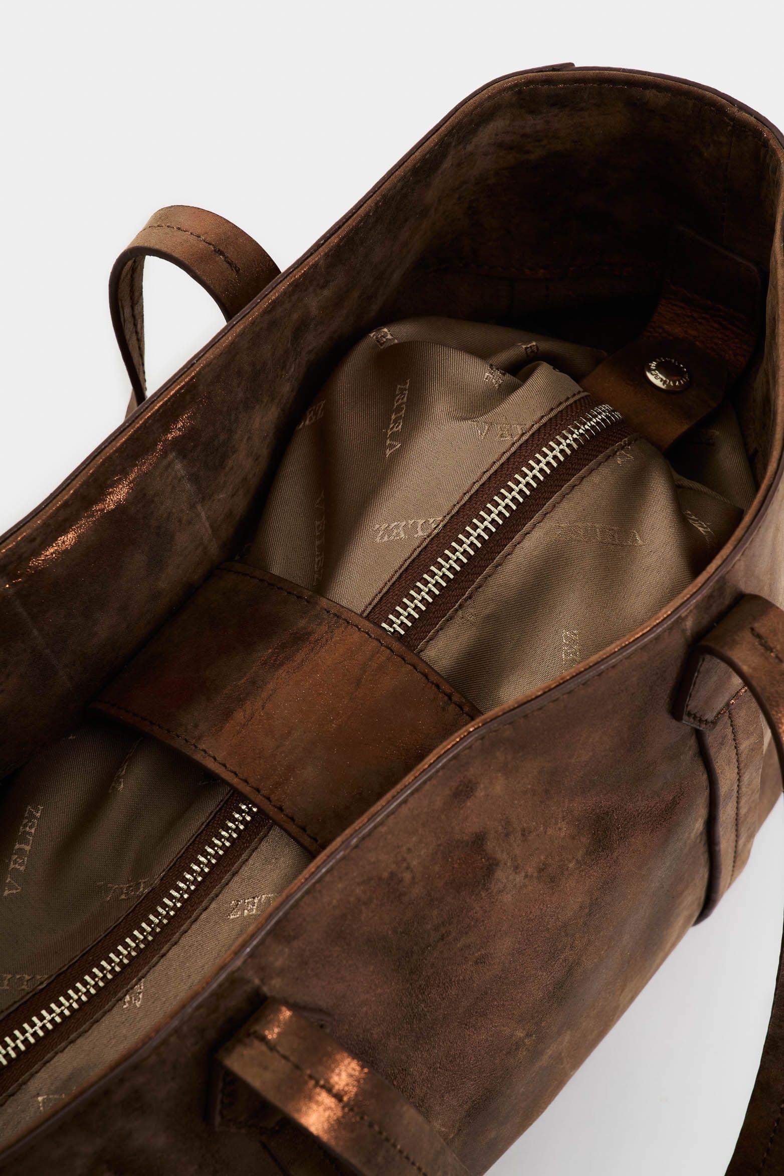 Vélez Shopping Dalia Cuero Mujer Detalle Hexagonal Bronce-4