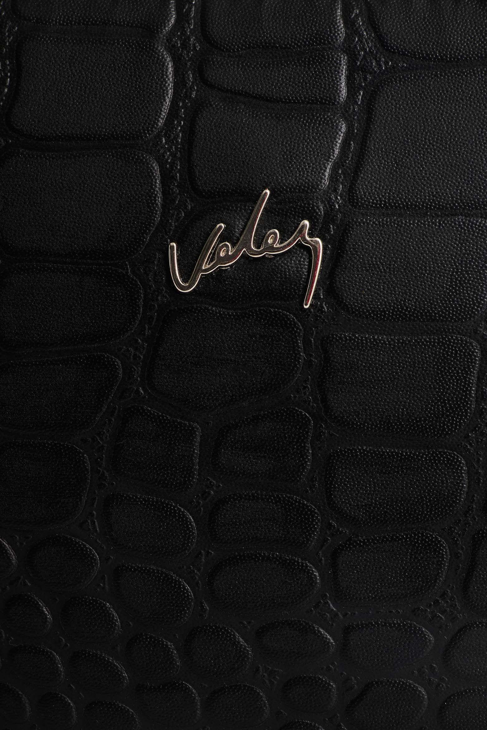 Vélez Manos Libres De Cuero Grabado Para Mujer Verona Negro-3