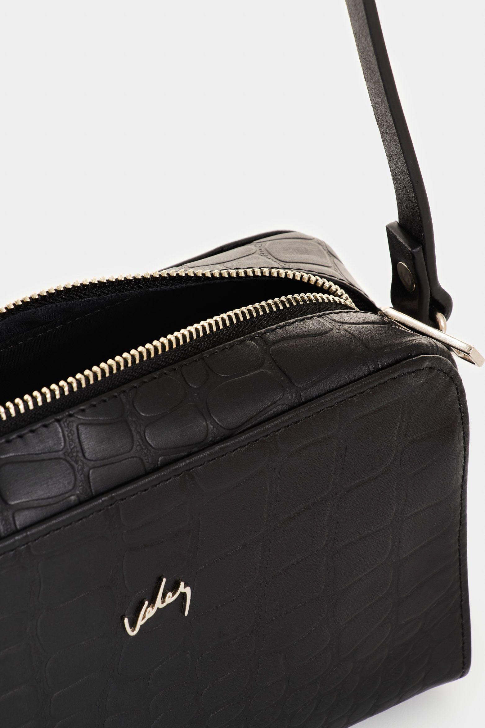 Vélez Manos Libres De Cuero Grabado Para Mujer Verona Negro-4