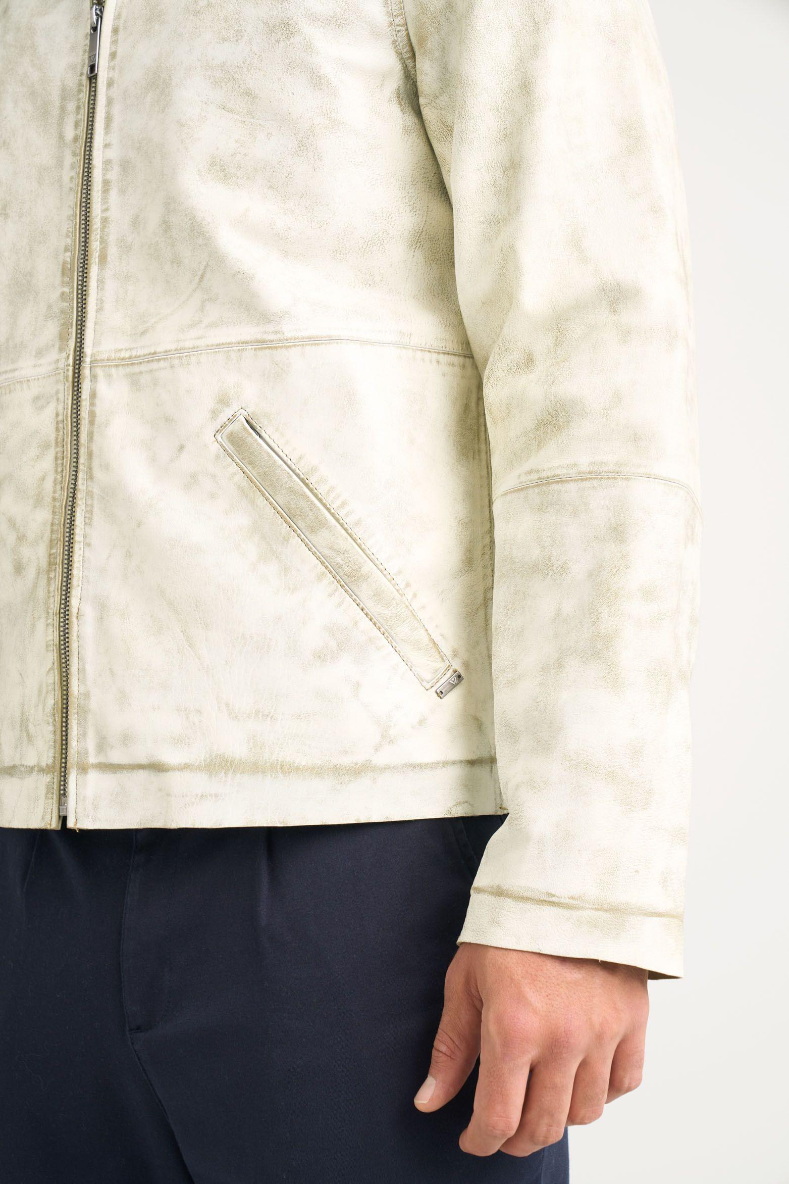 Vélez Chaqueta Bright Cuero Hombre Efecto sgastado Gris-4