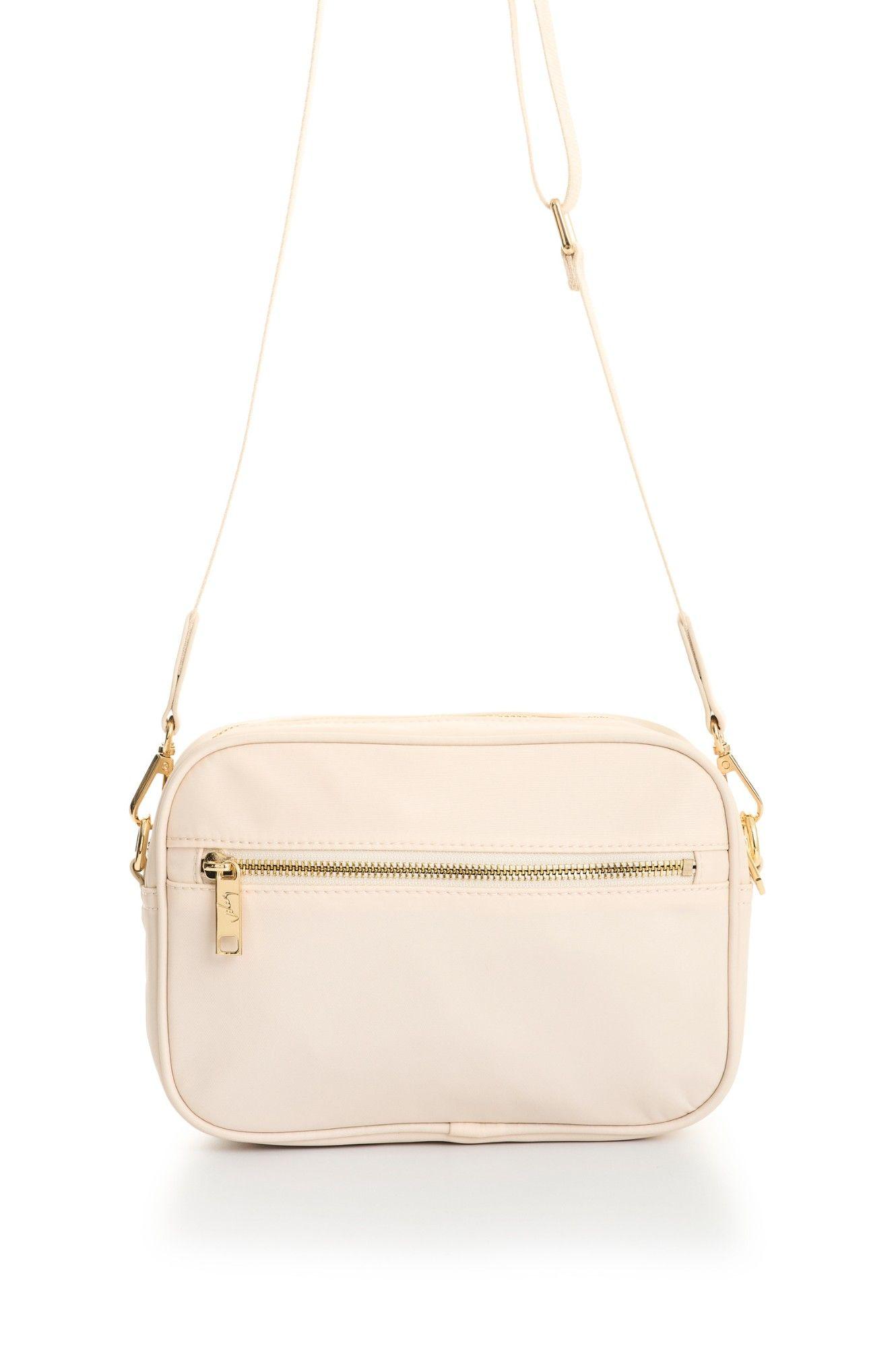Vélez Cartera Bandolera En Lona Y Cuero Mujer Camelia Blanco-2