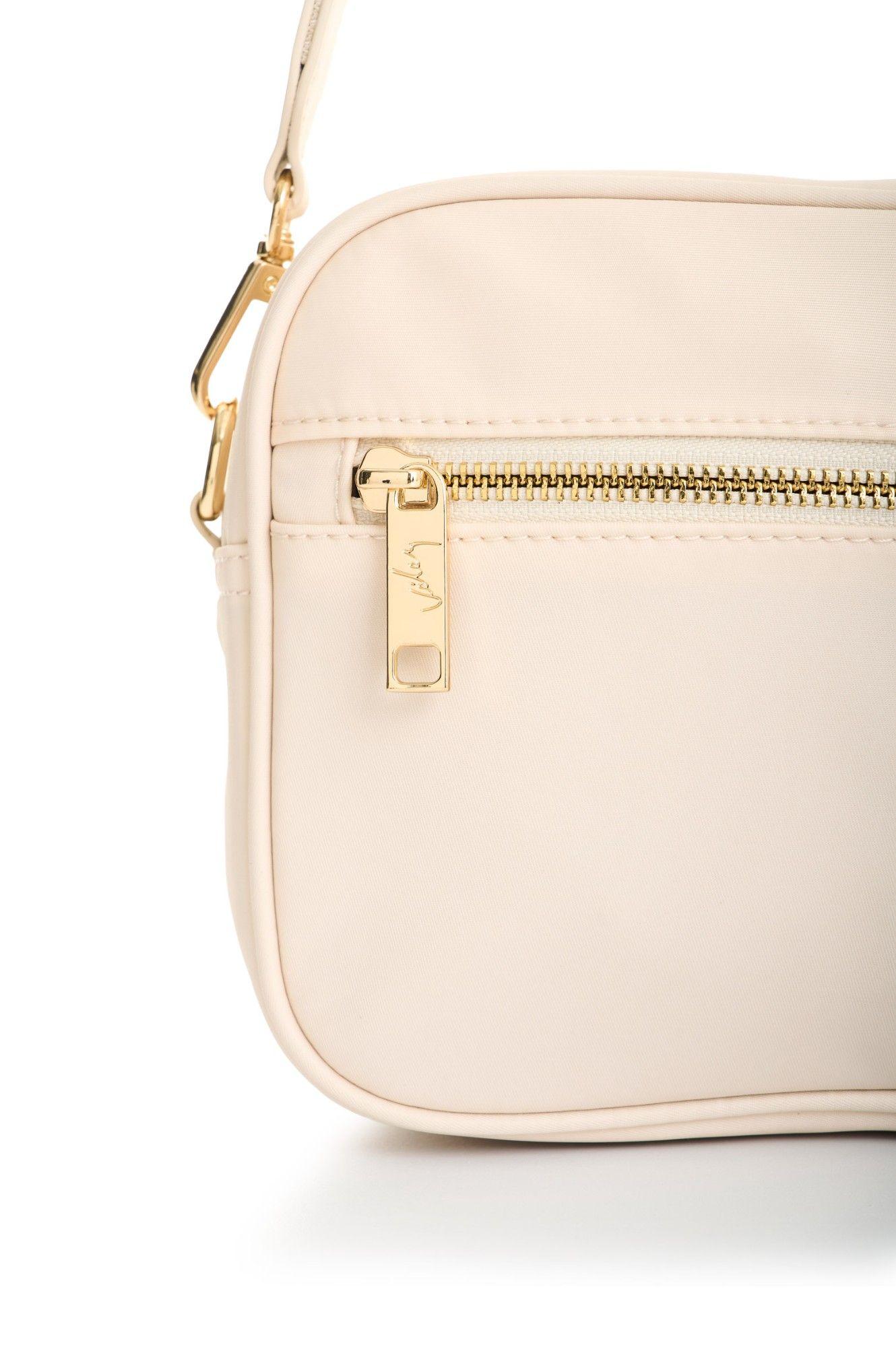 Vélez Cartera Bandolera En Lona Y Cuero Mujer Camelia Blanco-3