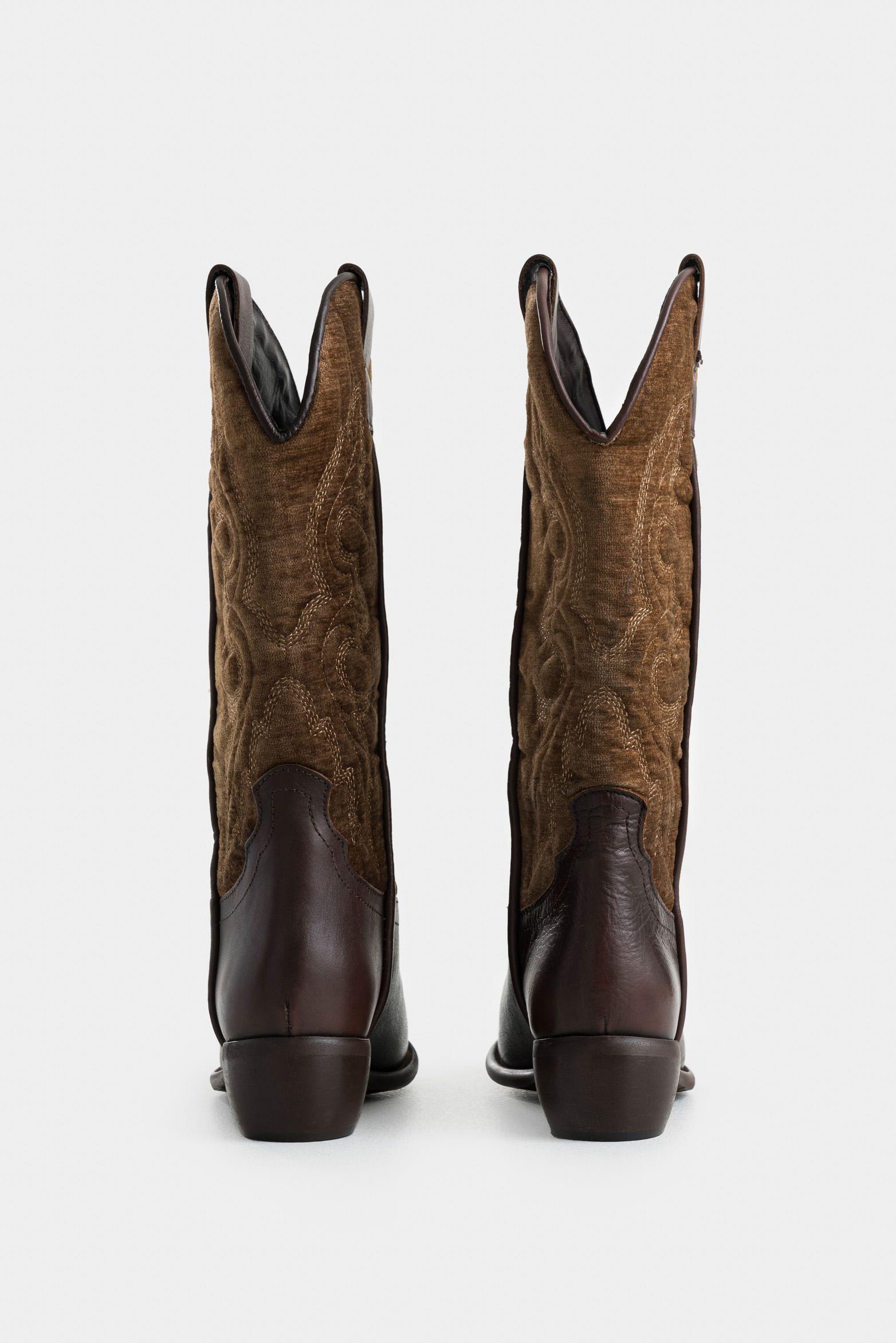 Vélez Botas Salvinia En Textil y Cuero Mujer Vintage Café-2