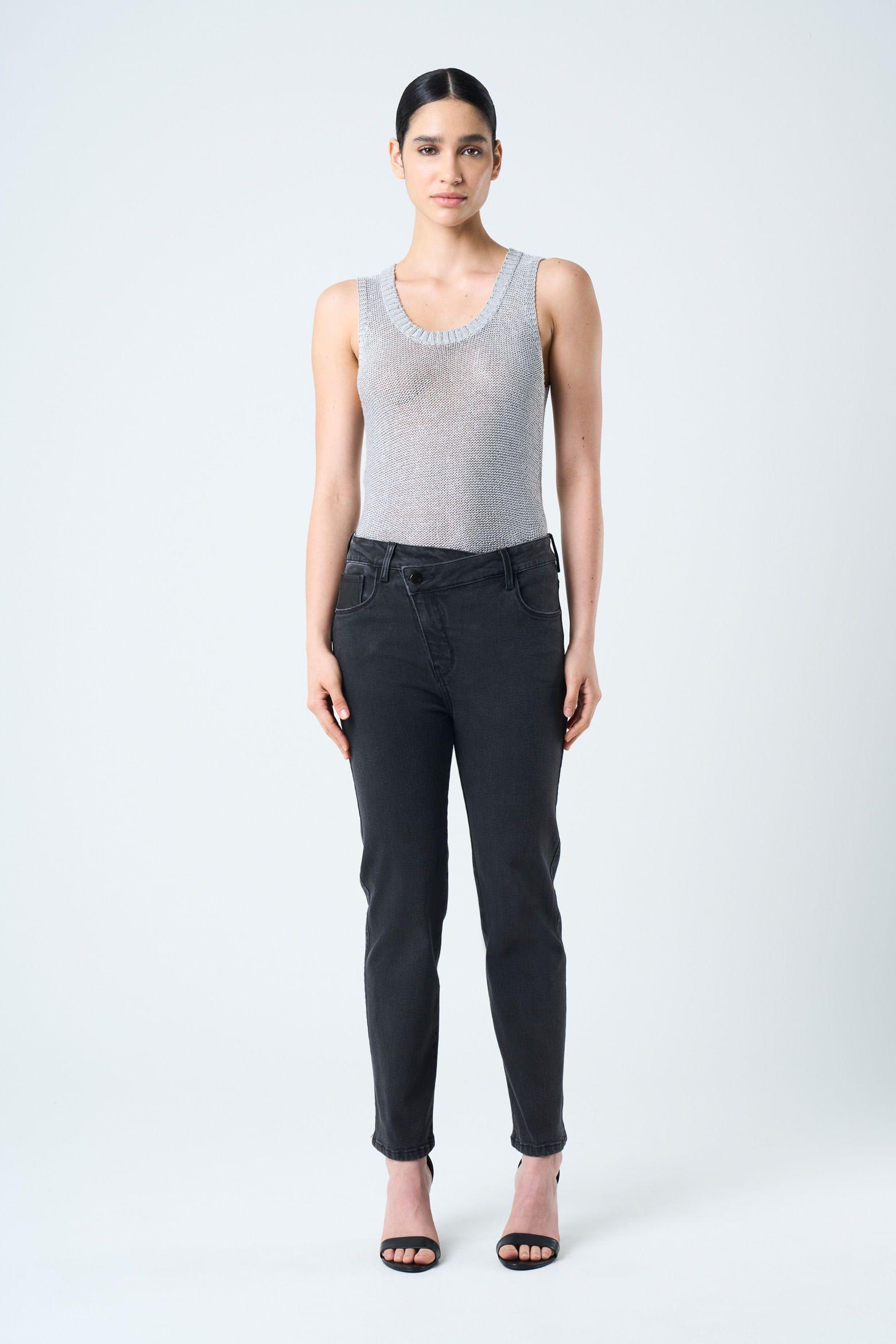 Vélez Jean Danika Slim nim fort Mujer Bota Recta Negro-0