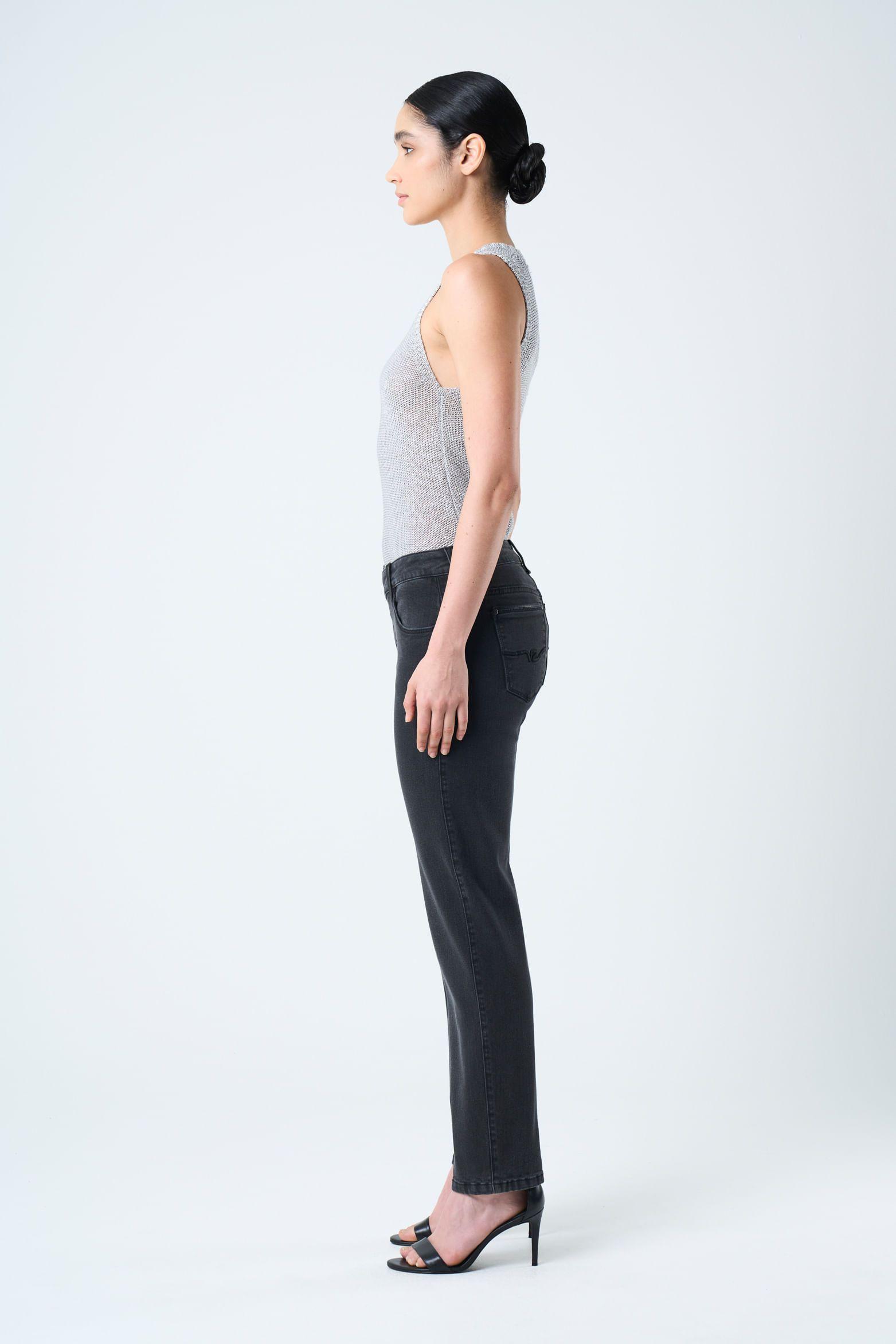 Vélez Jean Danika Slim nim fort Mujer Bota Recta Negro-2