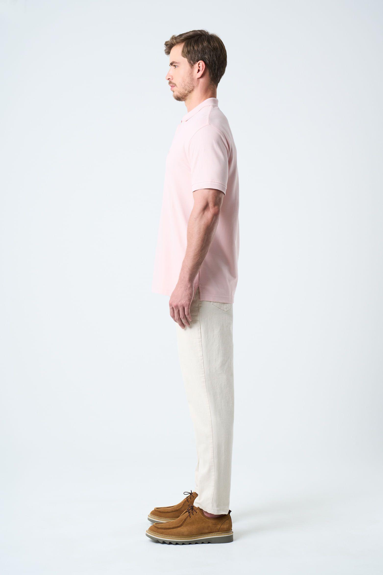 Vélez Polo Para Hombre Semi Fit Detalle Jacquard Rosado-1