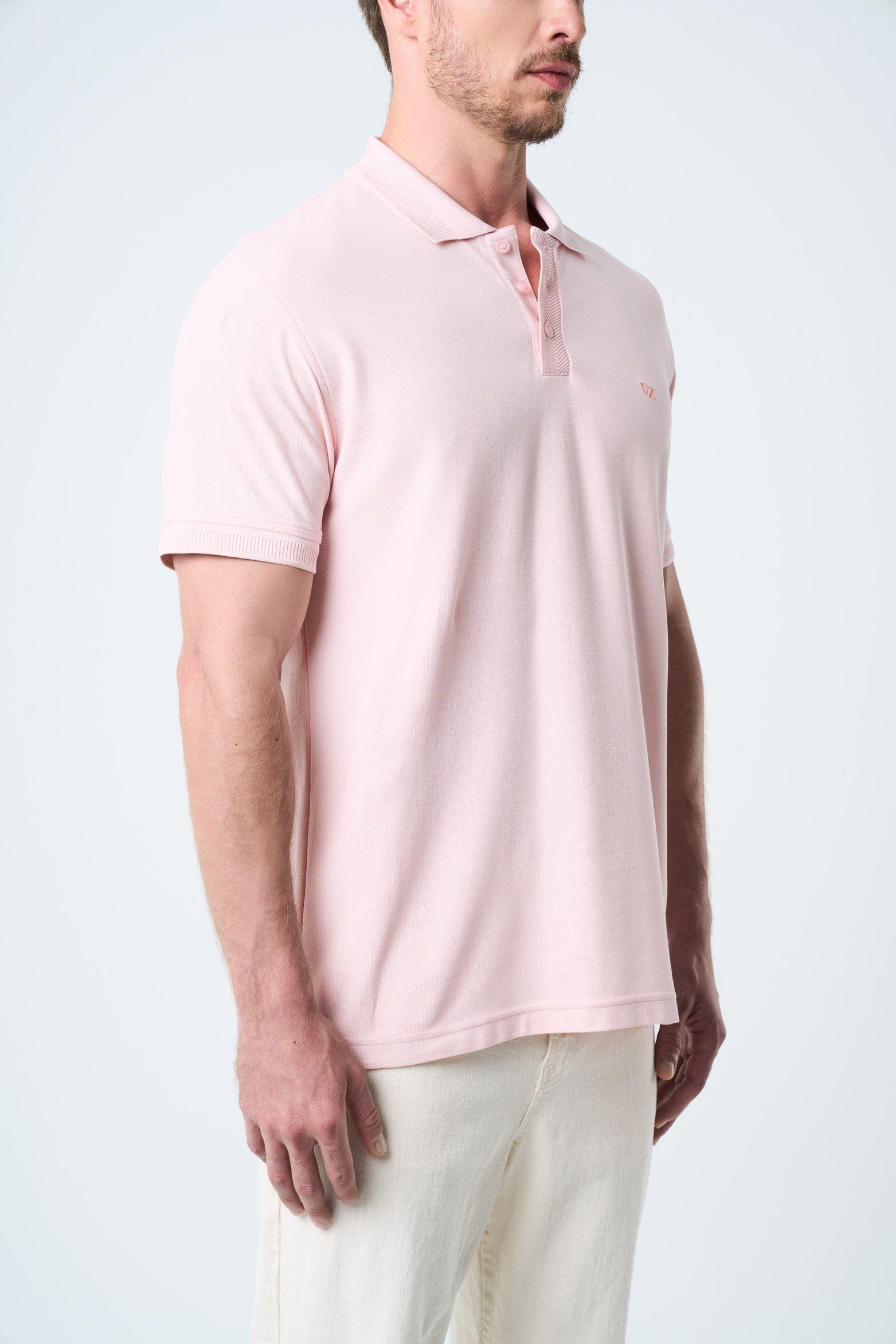 Vélez Polo Para Hombre Semi Fit Detalle Jacquard Rosado-4