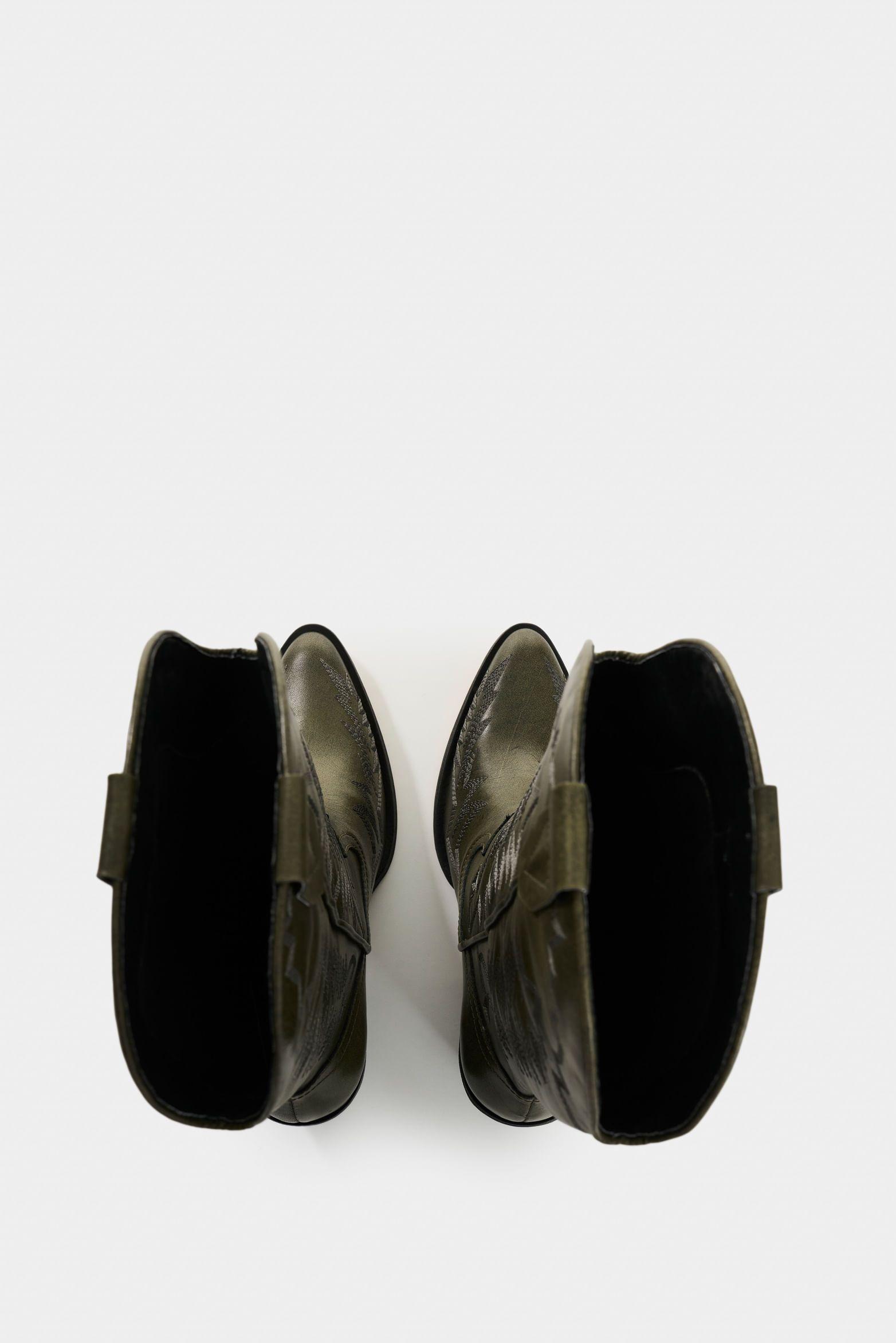 Vélez Botas De Cuero Bordado  Mujer Elia Verde-3