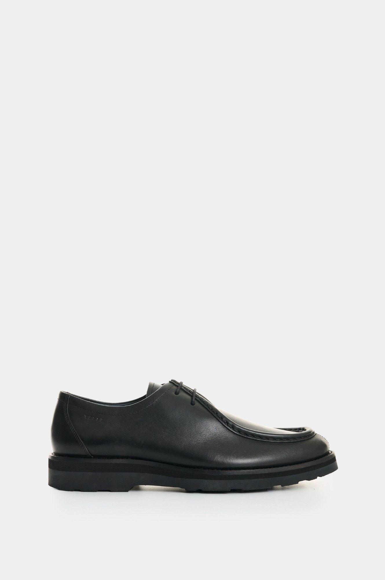 Vélez Zapatos De Cordón Acacia Cuero Hombre Vena Tejida Negro-0