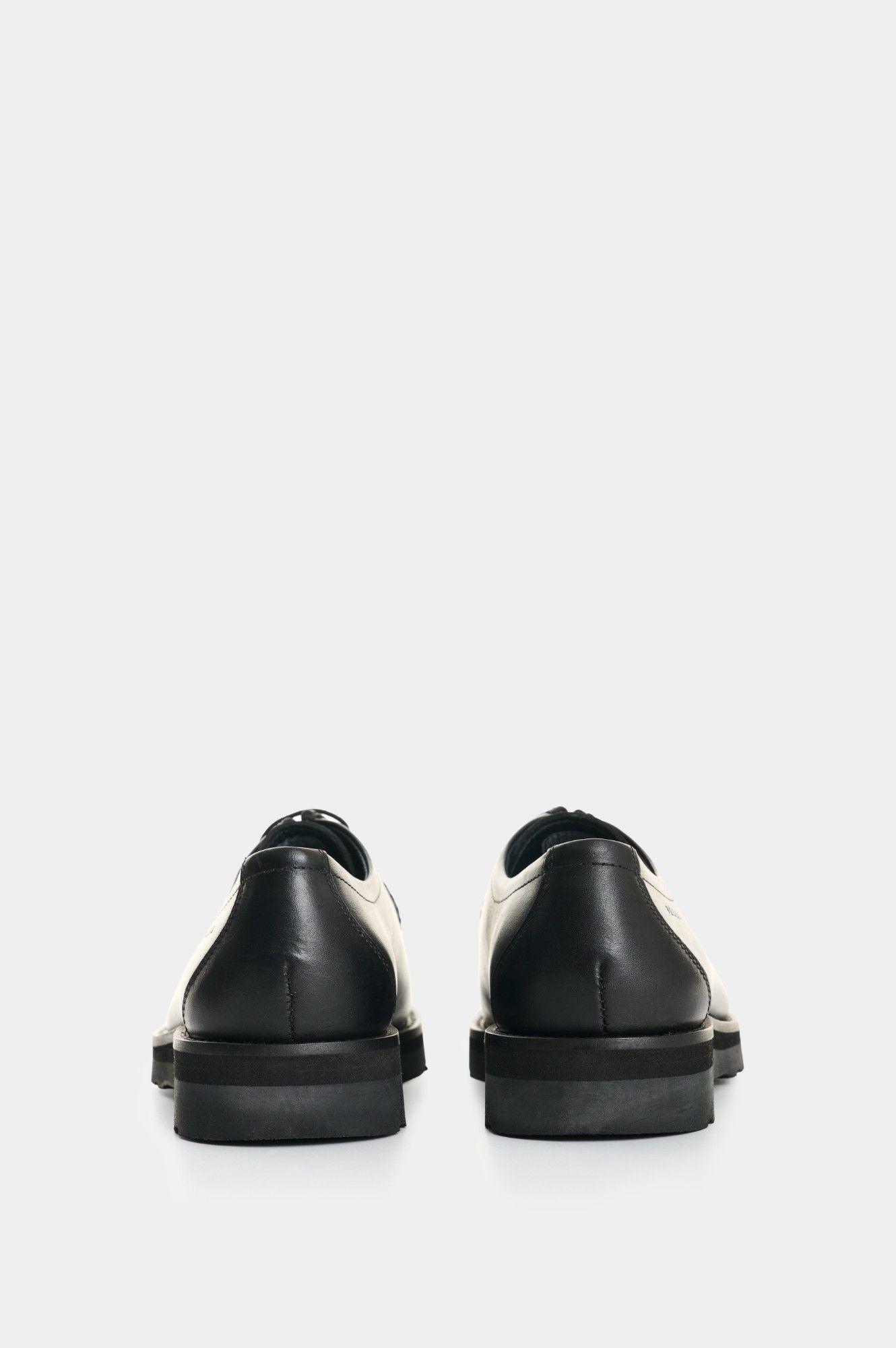 Vélez Zapatos De Cordón Acacia Cuero Hombre Vena Tejida Negro-2