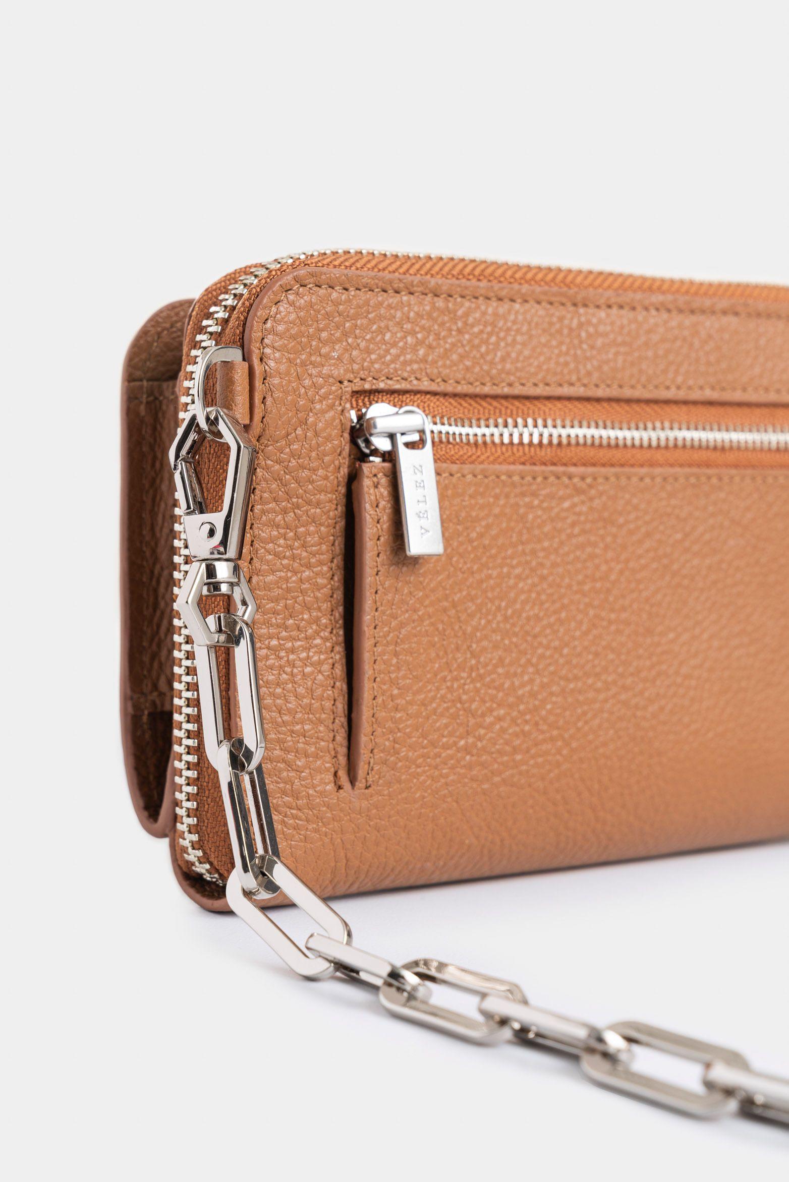 Vélez Porta Chequera Ibiza Cuero Mujer Cadena Removible Miel-3
