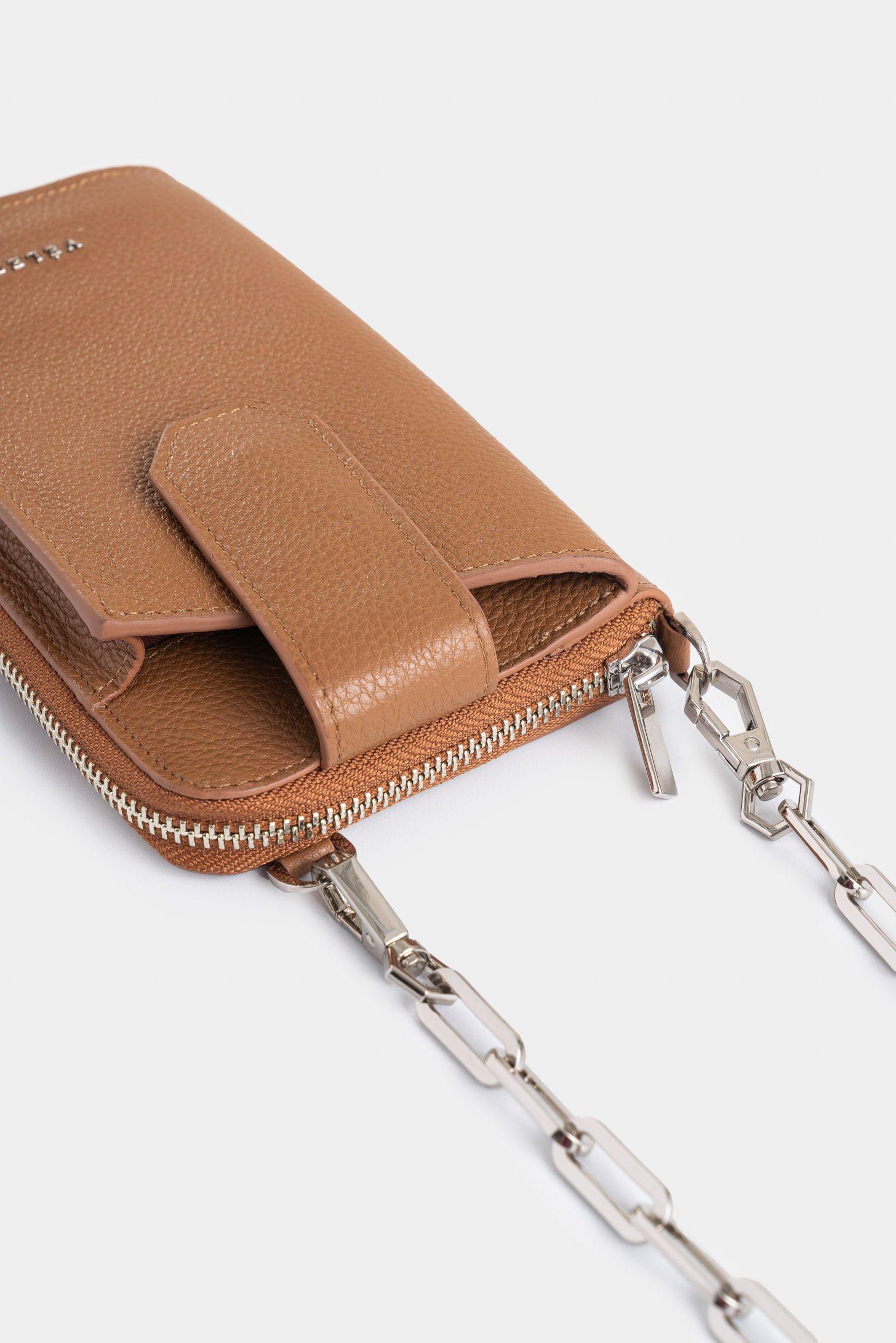 Vélez Porta Chequera Ibiza Cuero Mujer Cadena Removible Miel-4