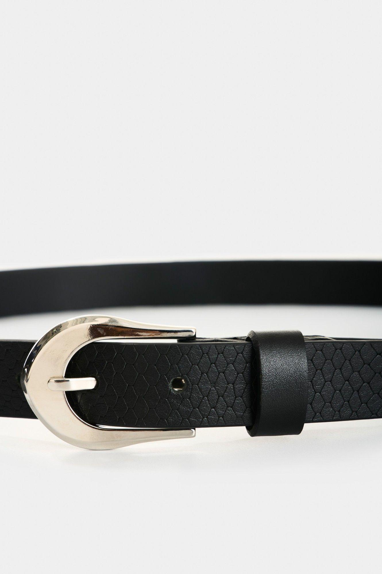 Vélez Cinturón Unifaz Cuero Grabado Mujer Miski Negro-3