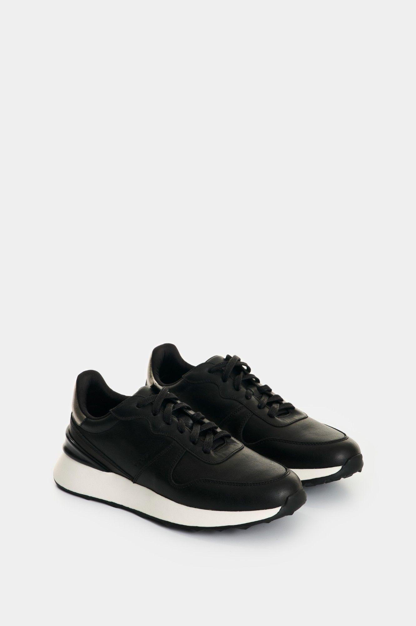 Vélez Zapatilla Tenis Cuero Y Folia Mujer Cooper Negro-1