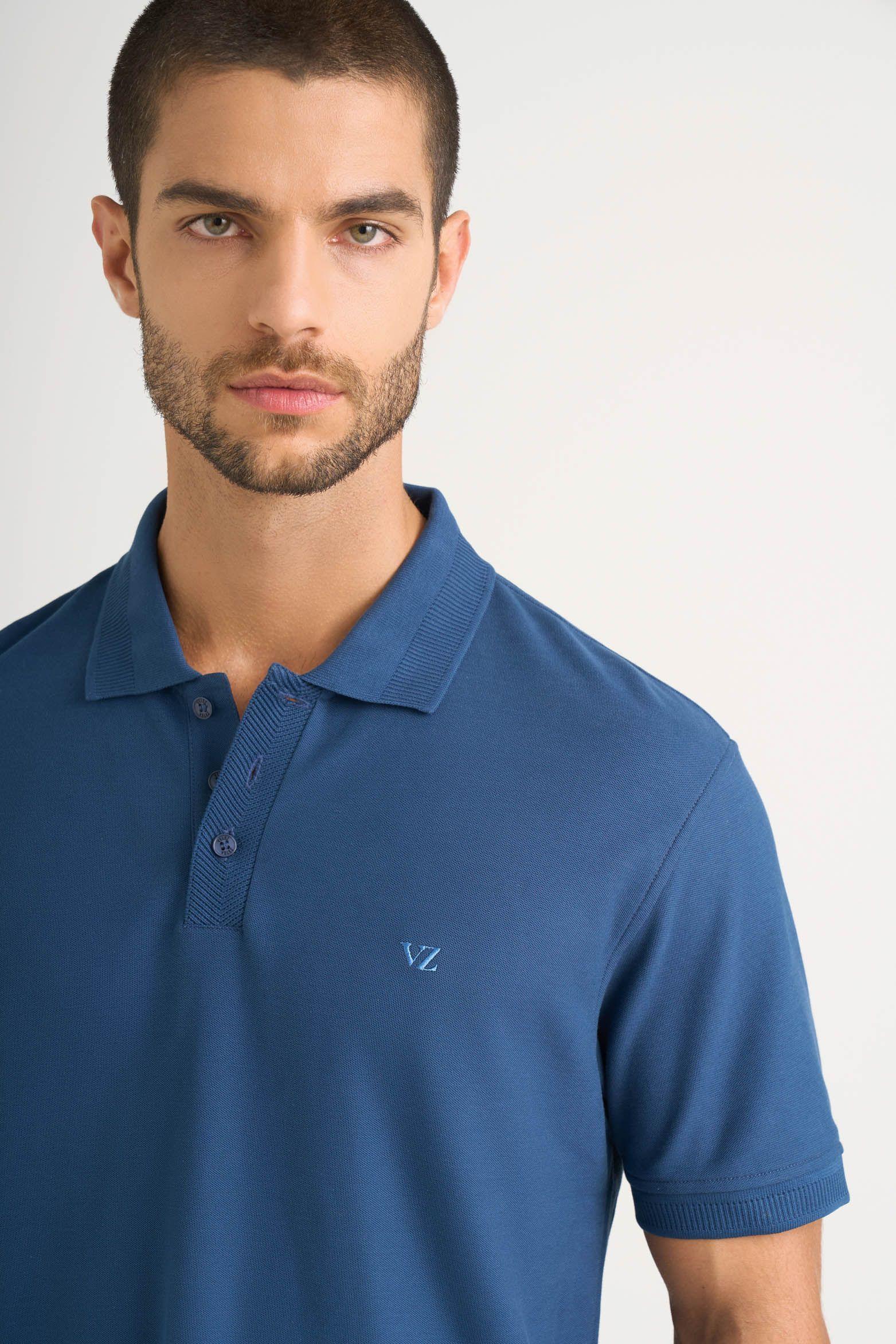 Vélez Polo Para Hombre Semi Fit Detalle Jacquard Azul Osc-2