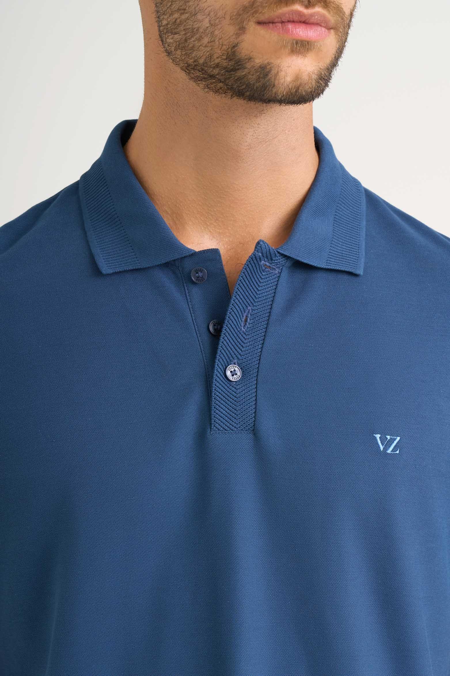 Vélez Polo Para Hombre Semi Fit Detalle Jacquard Azul Osc-4