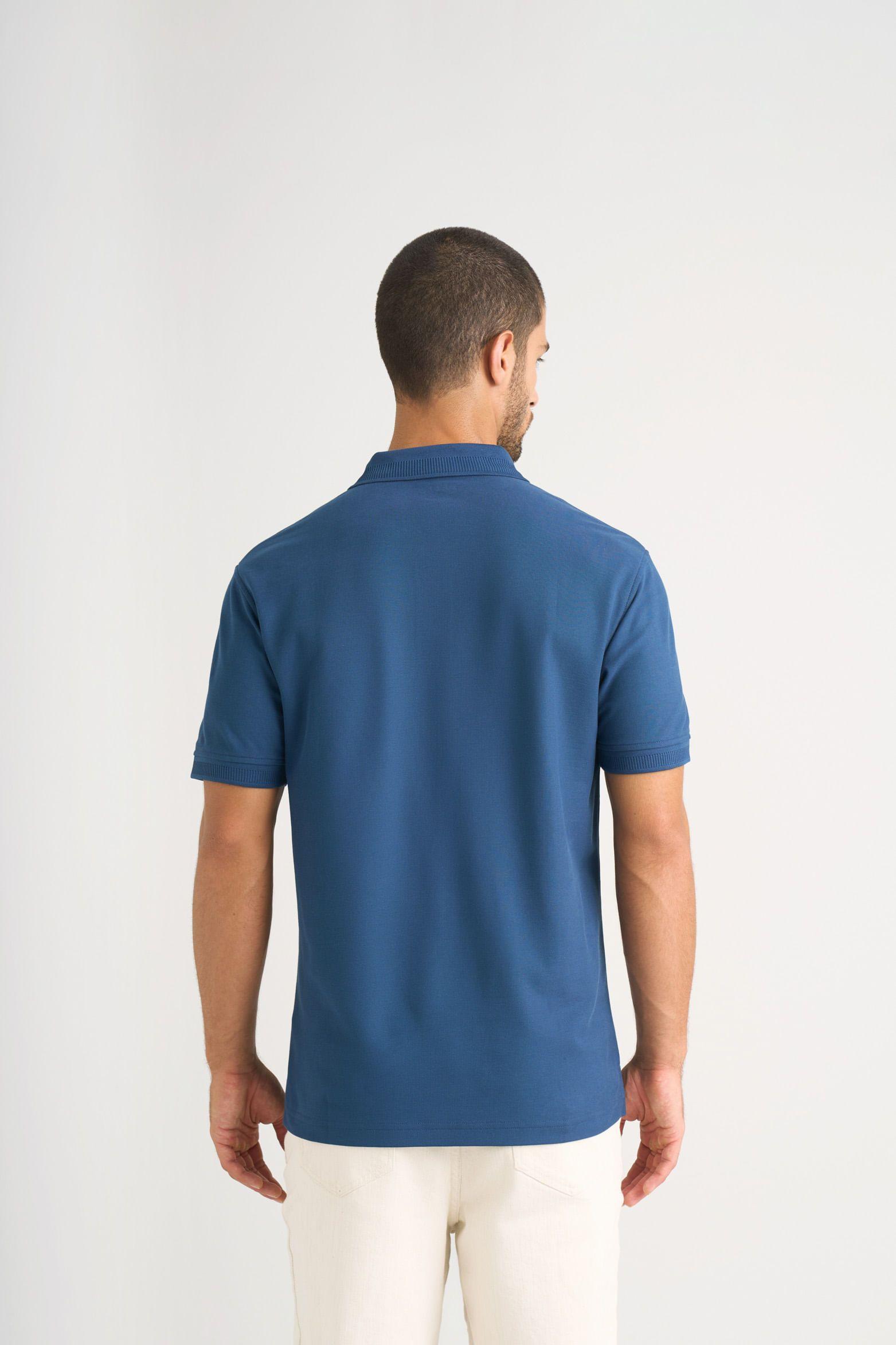 Vélez Polo Para Hombre Semi Fit Detalle Jacquard Azul Osc-5