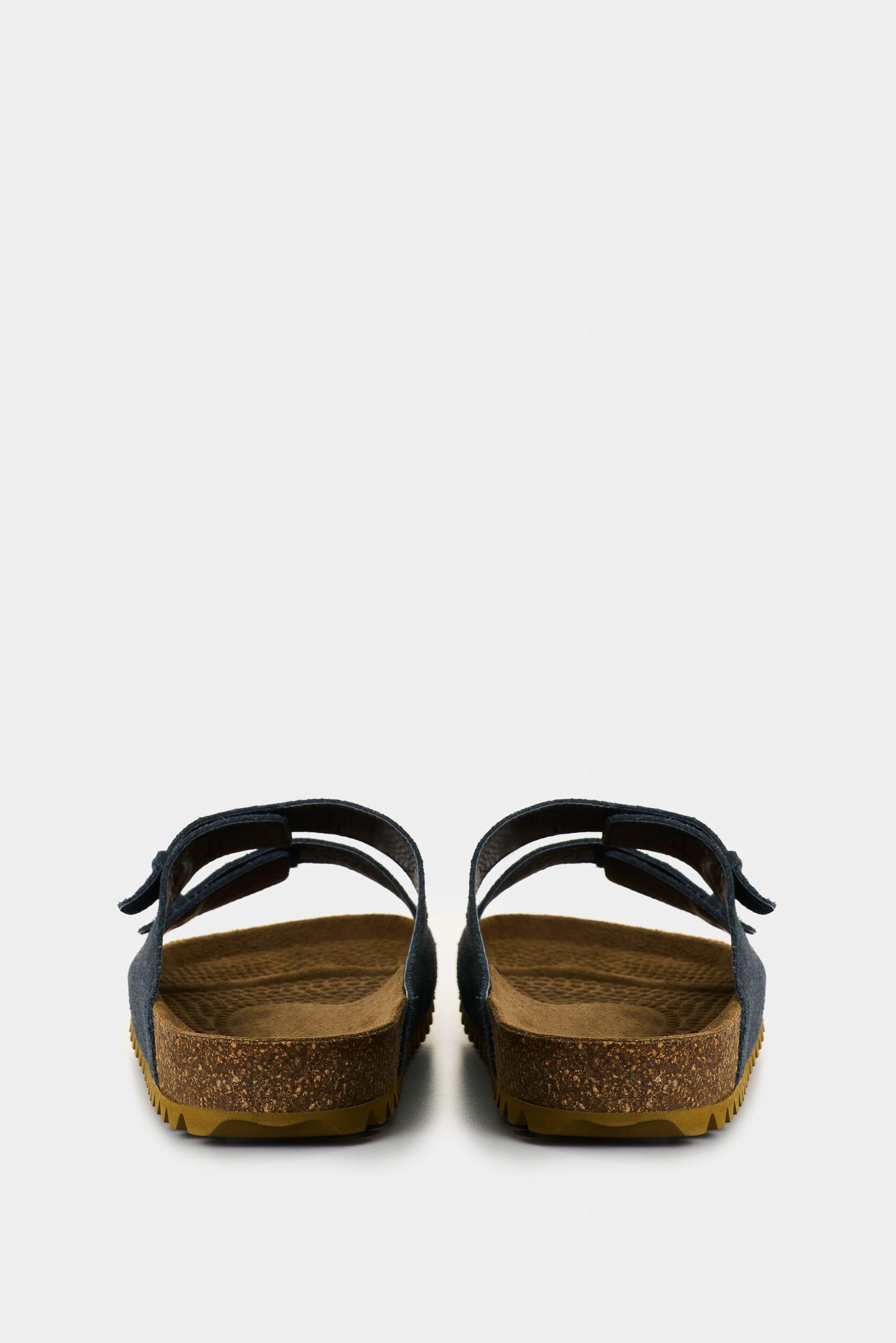 Vélez Sandalia Duna Cuero Gamuzado Hombre Casual Azul Oscuro-2