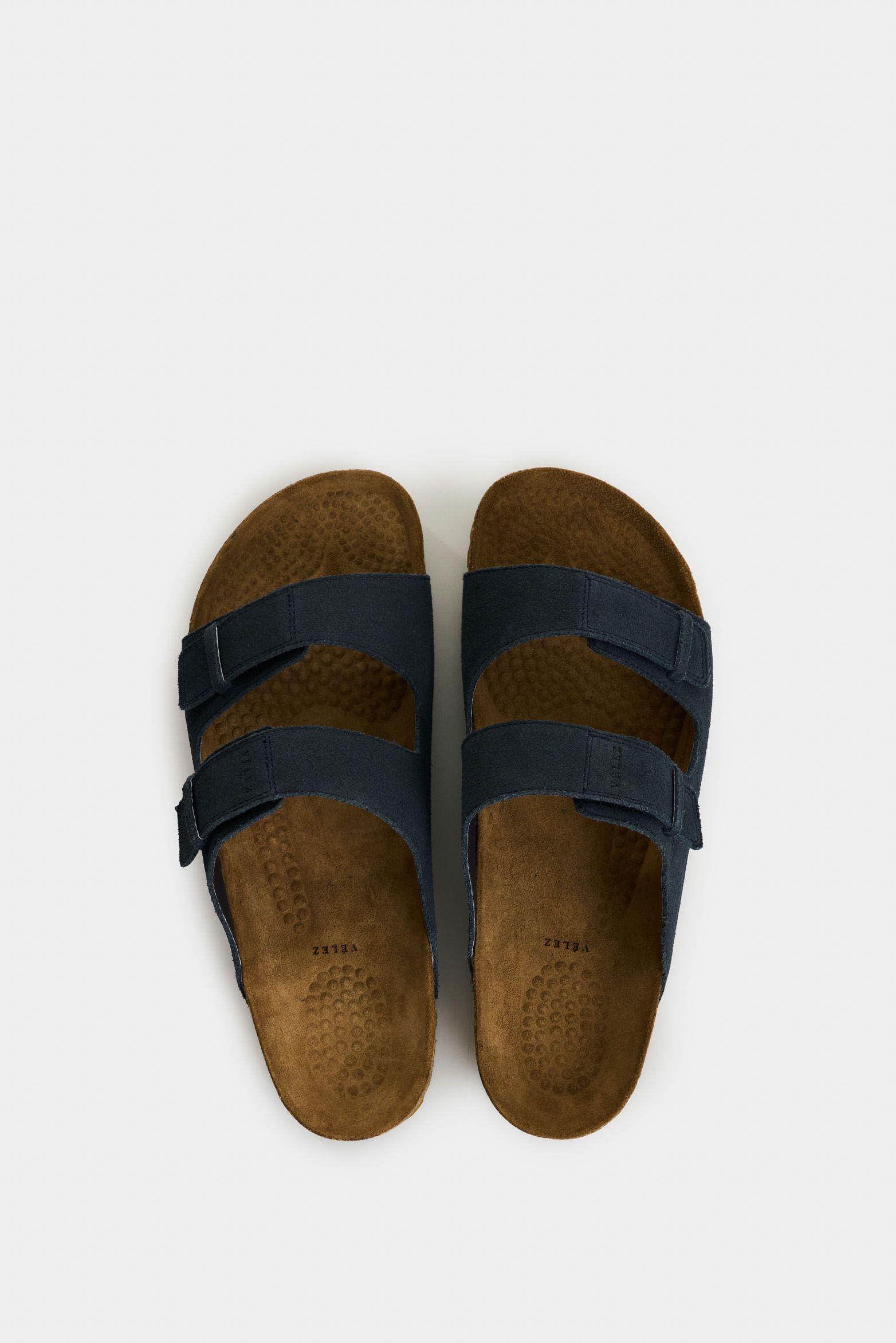 Vélez Sandalia Duna Cuero Gamuzado Hombre Casual Azul Oscuro-3