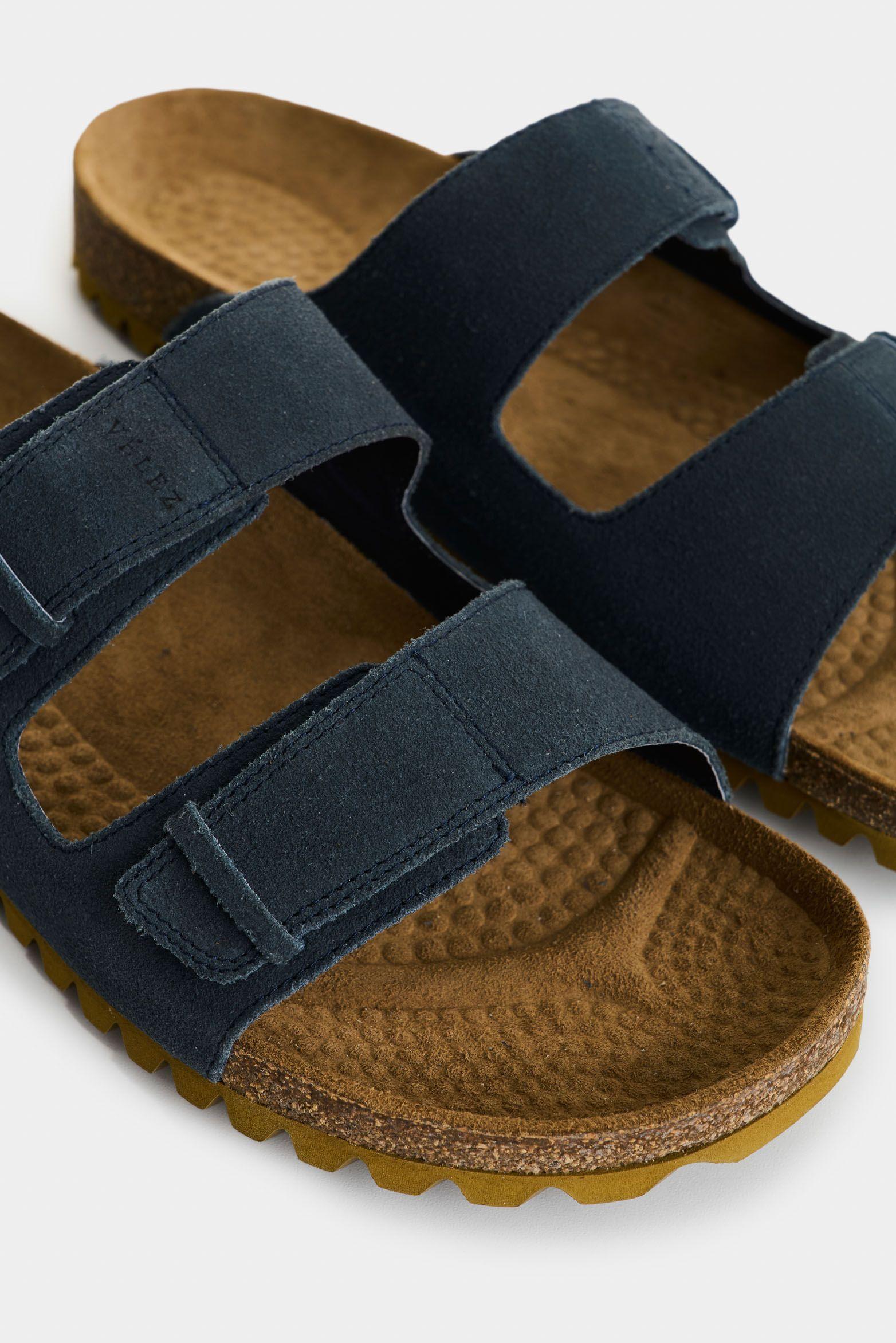 Vélez Sandalia Duna Cuero Gamuzado Hombre Casual Azul Oscuro-4